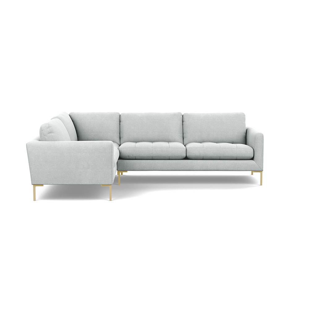 Heal's Eton Left Hand Facing Corner Sofa Broad Weave Tin Brass Feet