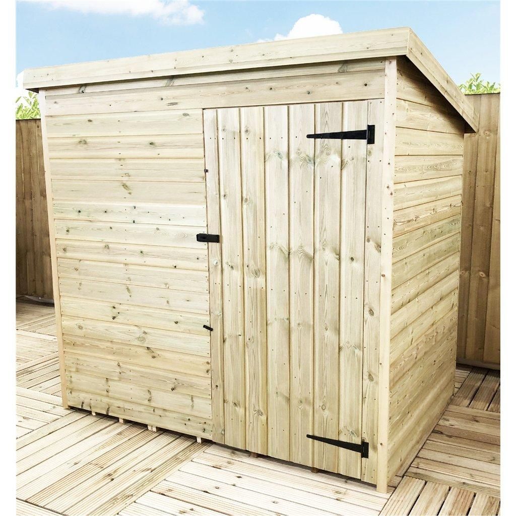 Marlborough 6 x 3 Pressure Treated Pent Garden Shed with Single Door in Natural