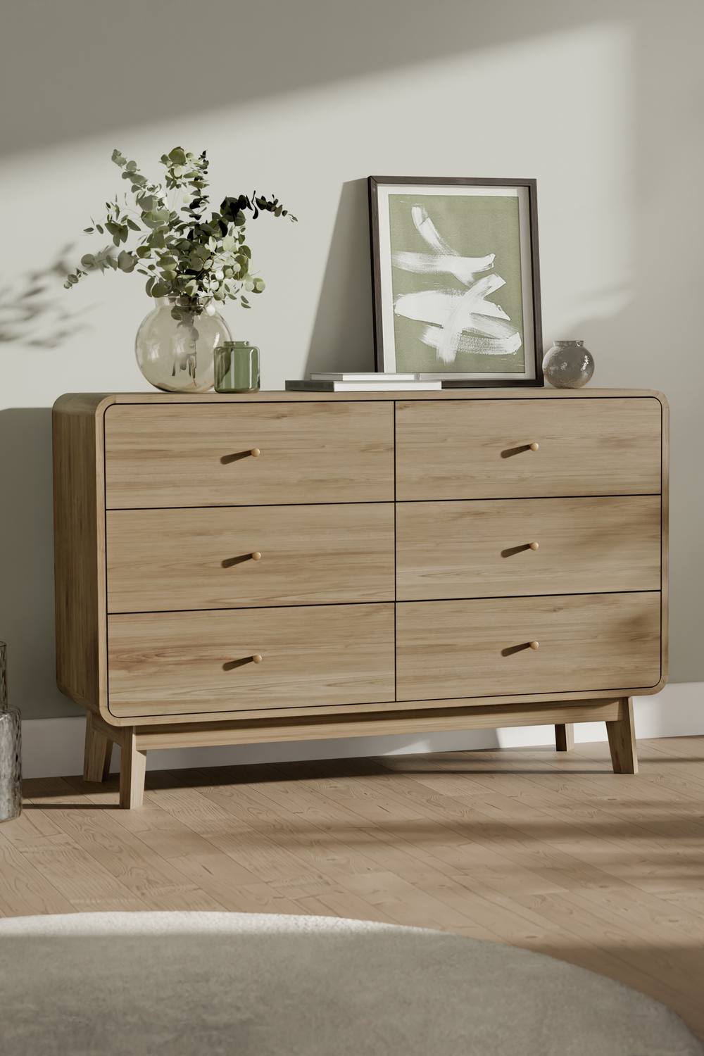 Julian Bowen Ingrid 6 Drawer Wide Chest in Beige