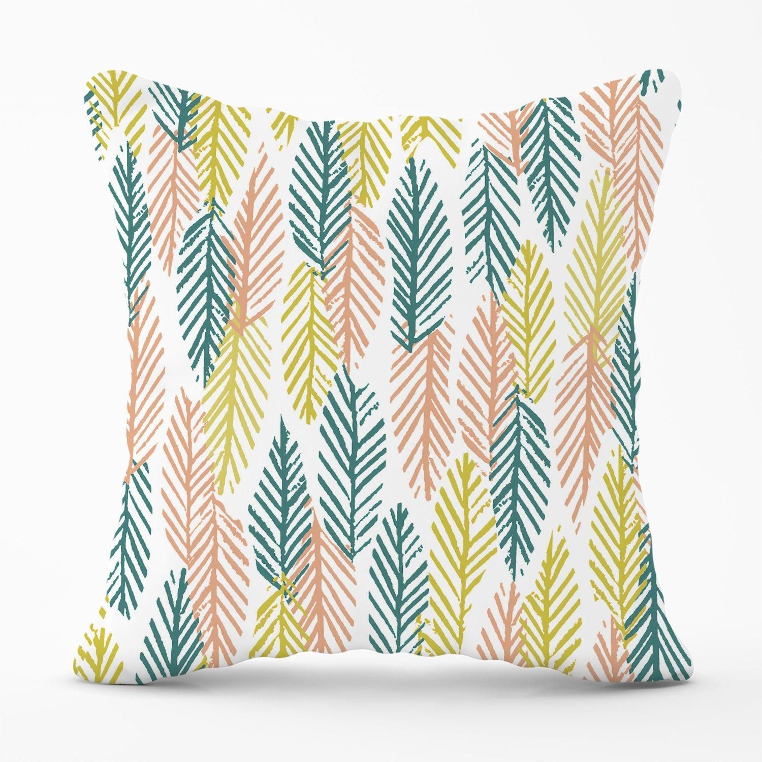 Warren Reed - Designer Scandinavian Style Foliage Outdoor Cushion in Green