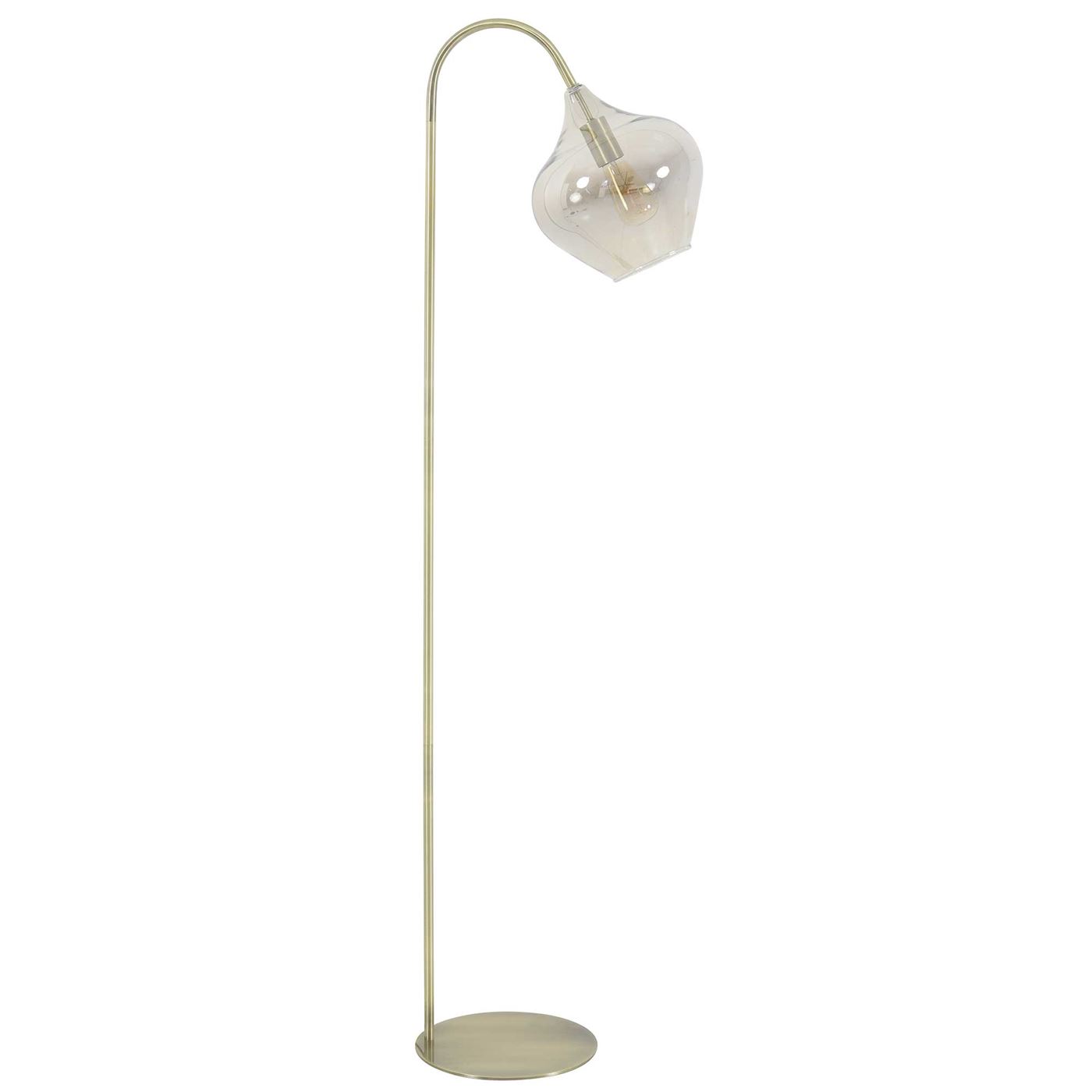 Brass and Smoked Glass Floor Lamp