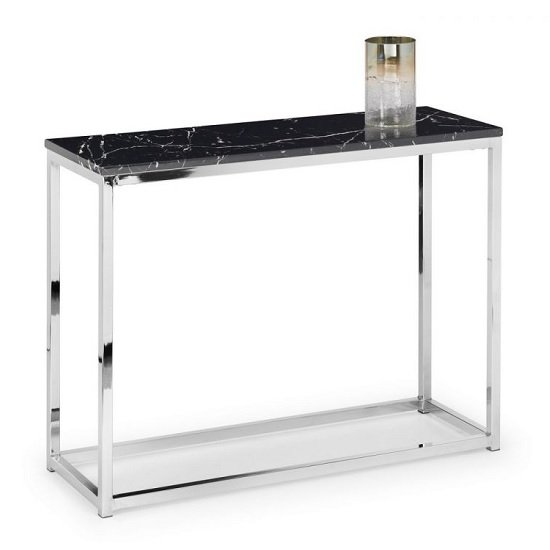 Angeles Gloss Black Marble Effect Rectangular Console Table