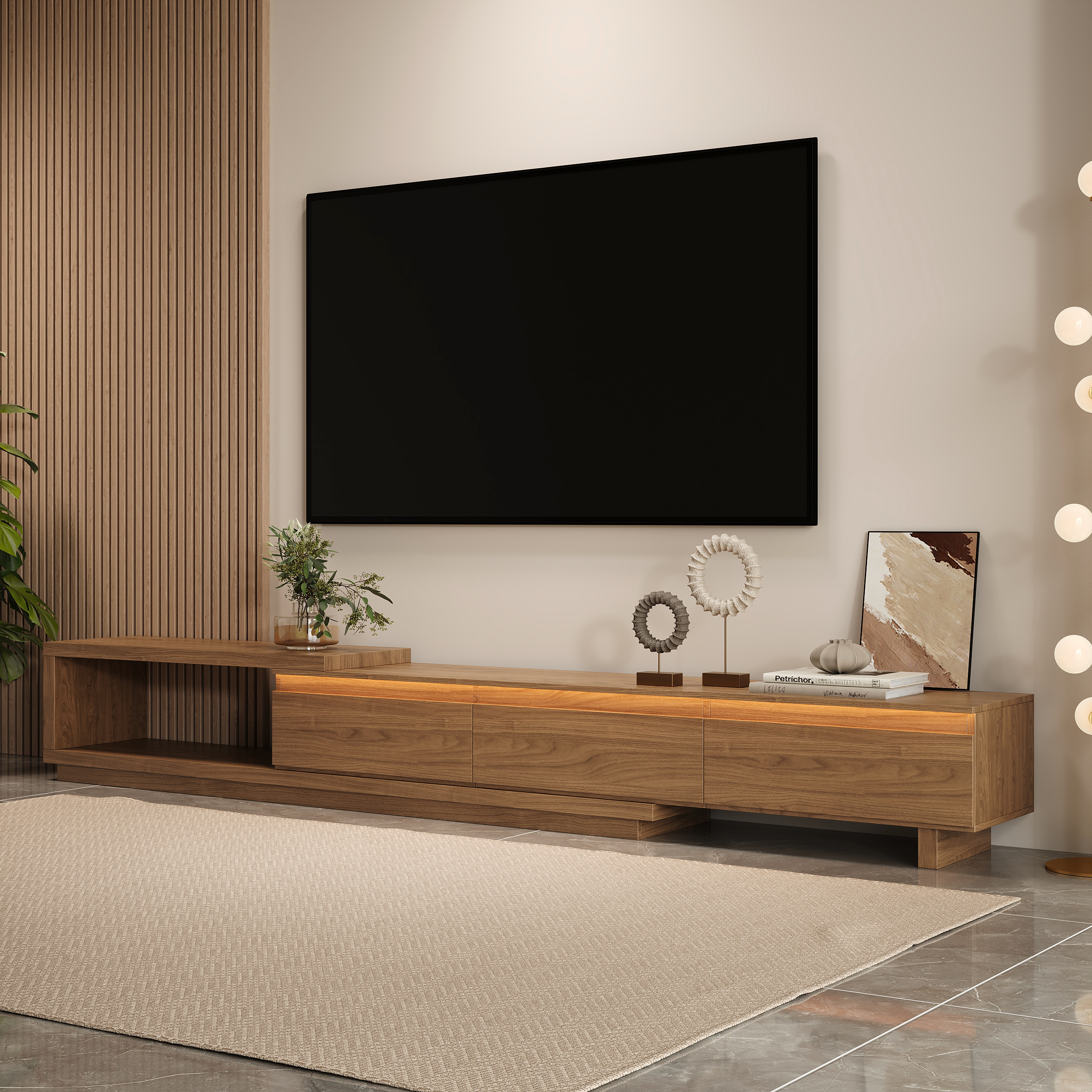 Quoint Extendable TV Stand with 3 Drawers 180 cm - 255 cm