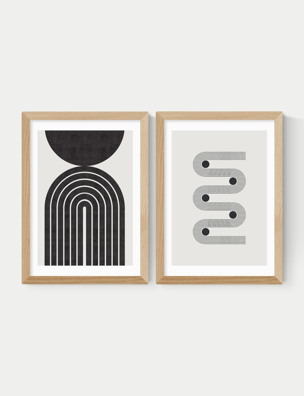East End Prints Retro Monochrome Twin Set Framed Art Natural