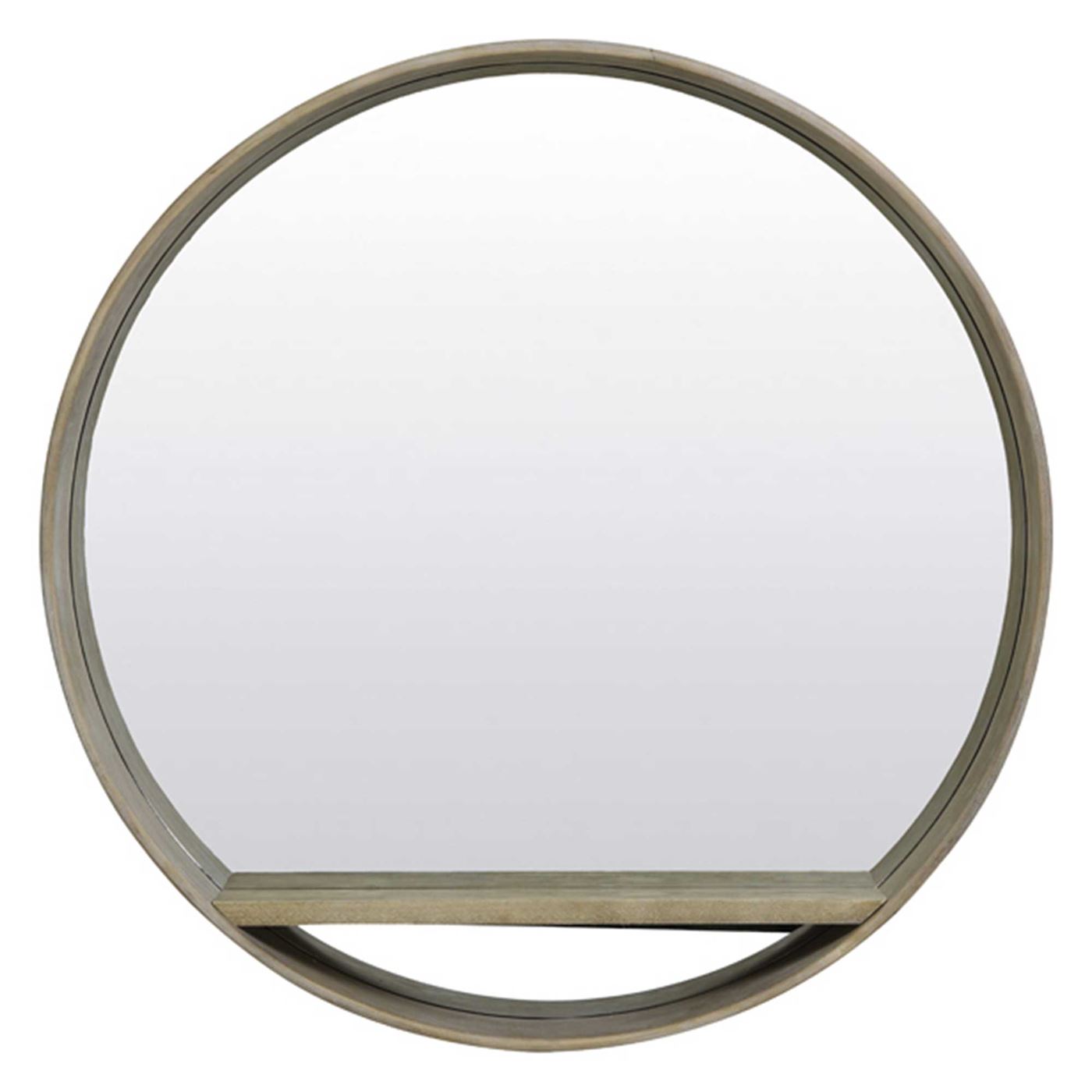 Wooden Mirror With Shelf, Light Brown