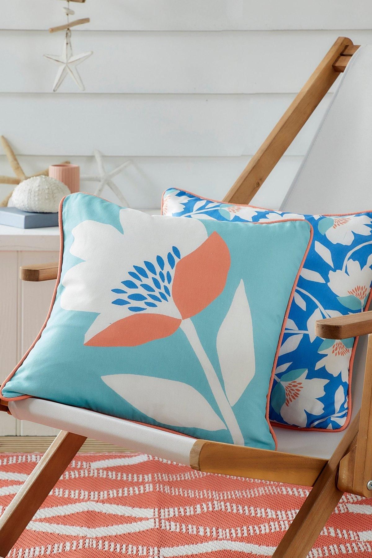 Fusion 'Luna' Outdoor Water & UV Resistant Garden Filled Bench Cushion in Duck Egg Blue