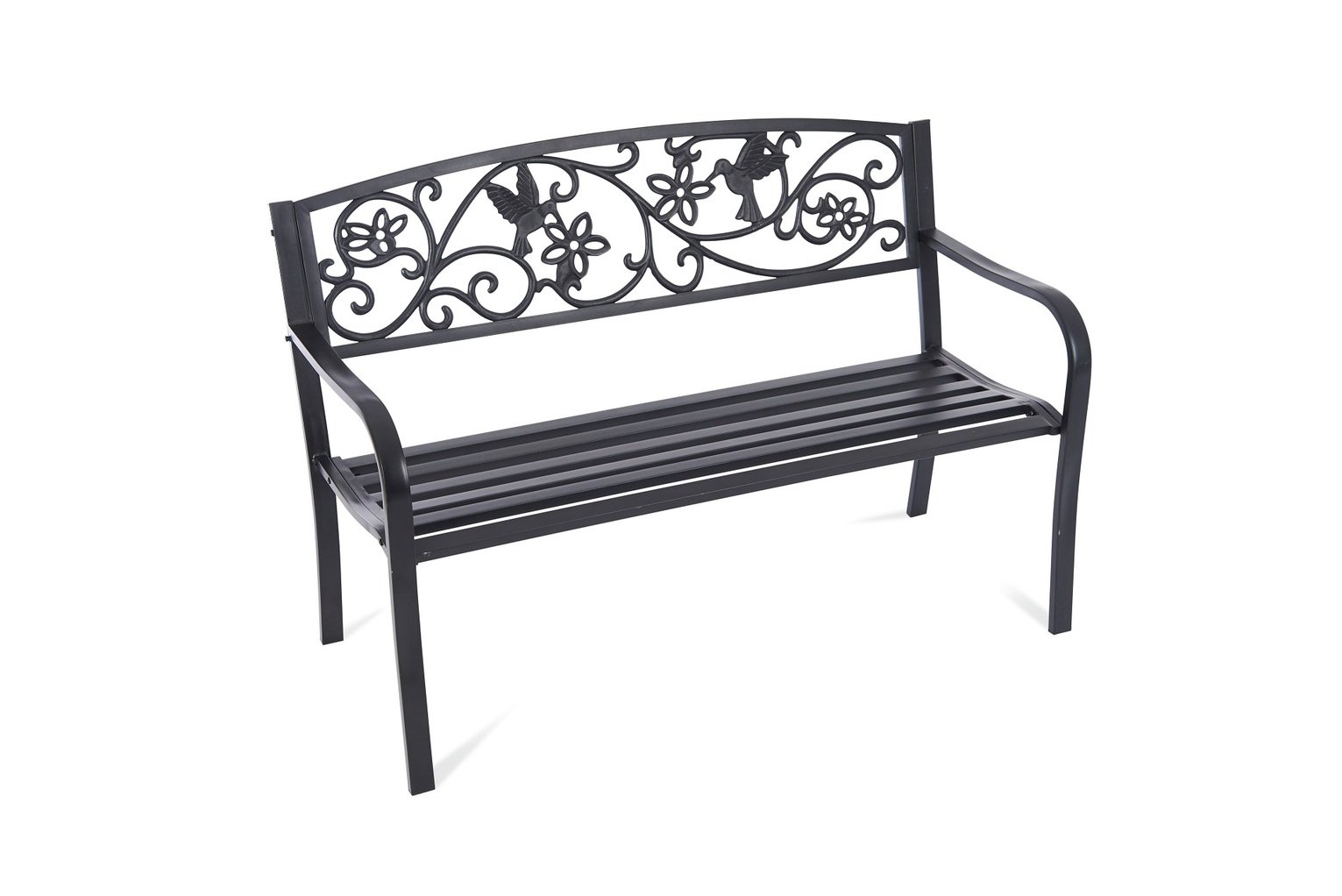 Greenhurst 2 Seater Metal Garden Bench - Black