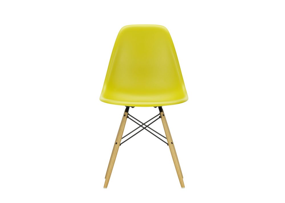 Vitra Eames DSW Chair New Height Mustard Light Maple Legs