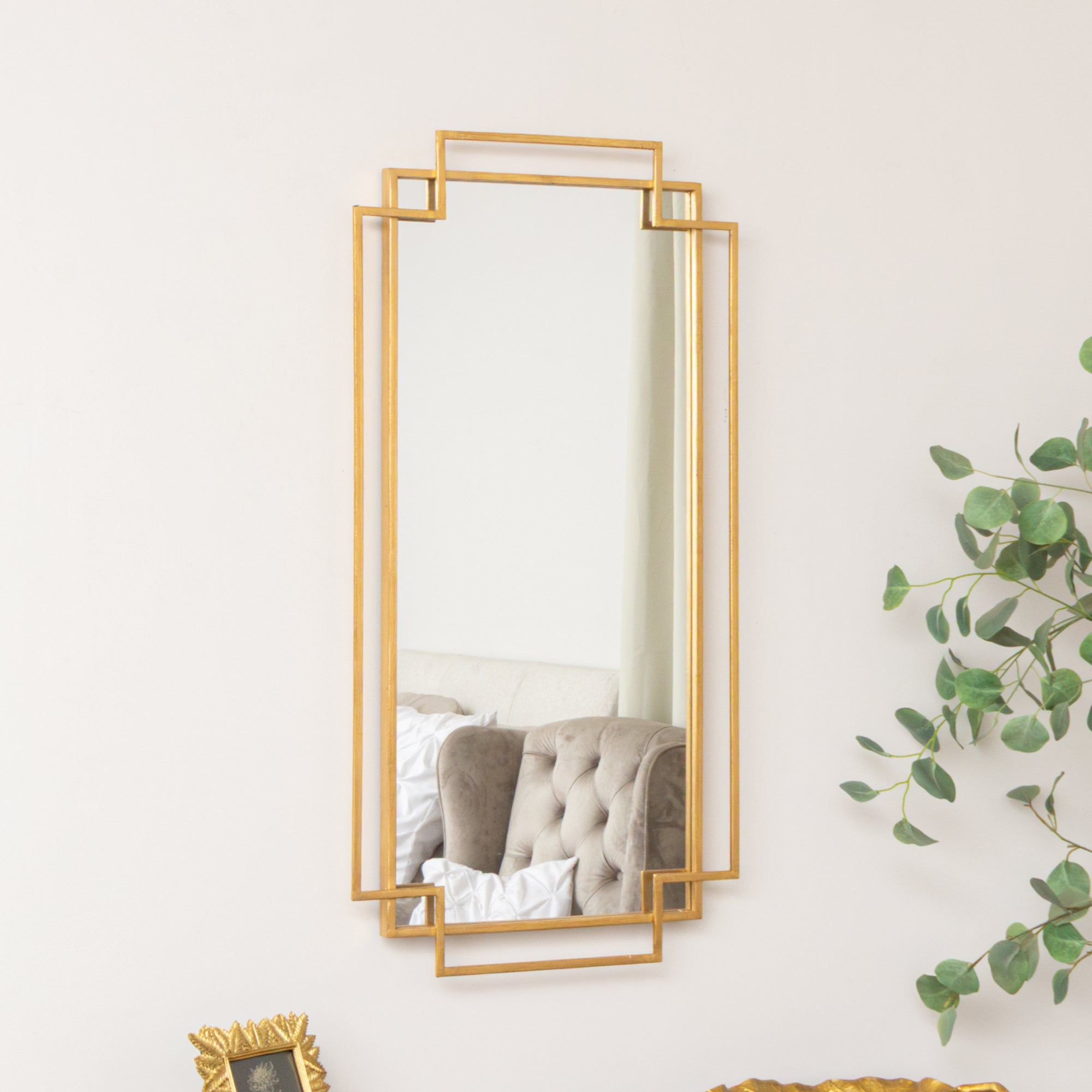 Melody Maison Gold Foiled Wall Mirror - 94cm X 48cm in Metallic Gold