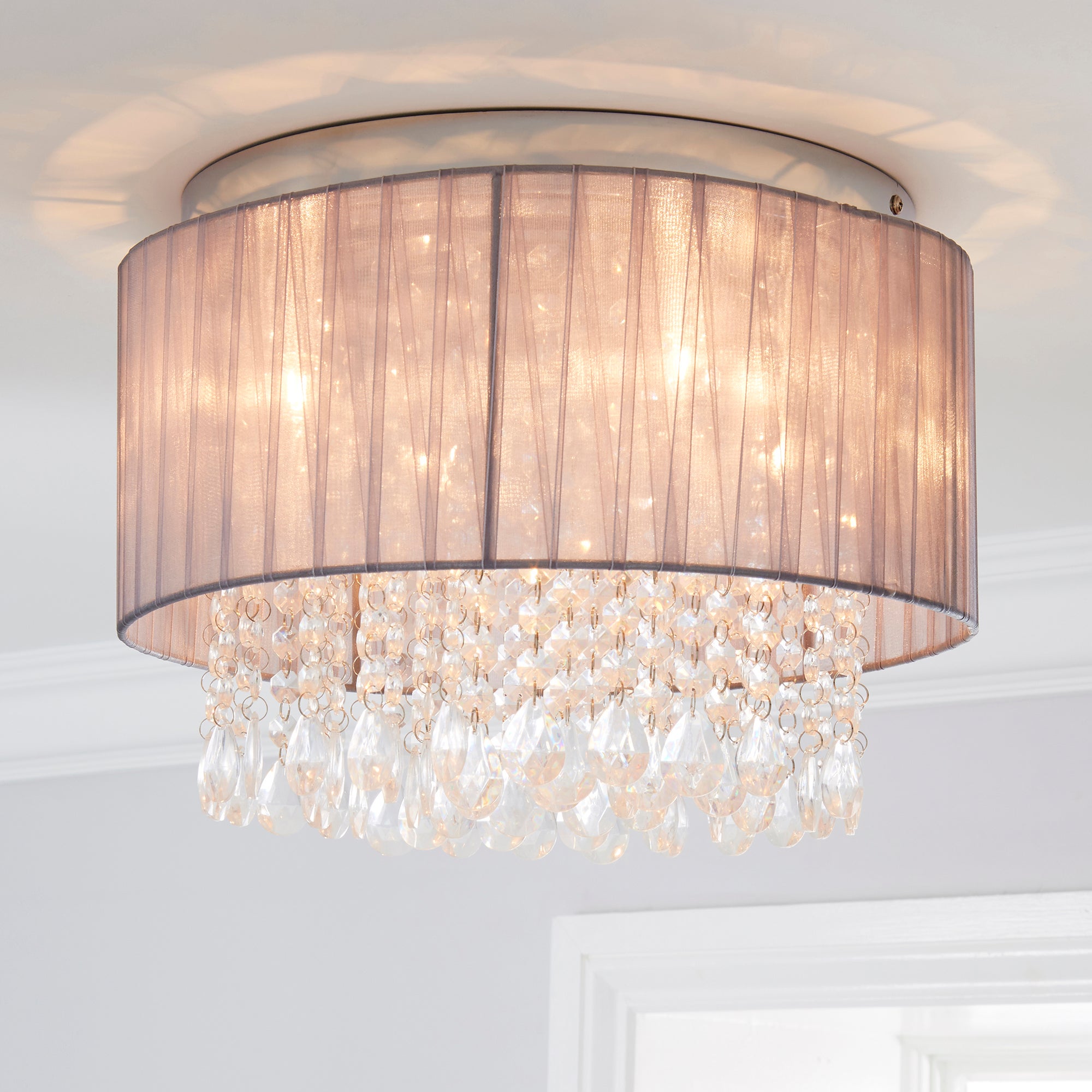 Riah 4 Light Jewels Shade Grey Flush Ceiling Fitting Grey