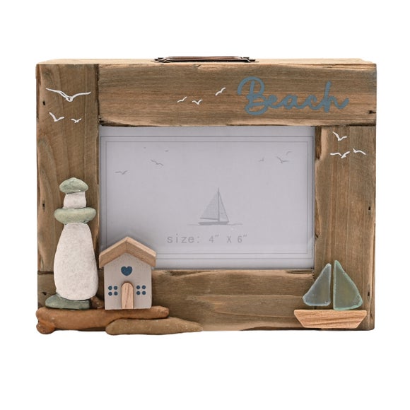 Love Life By The Sea Driftwood & Sea Glass Photo Box 2
