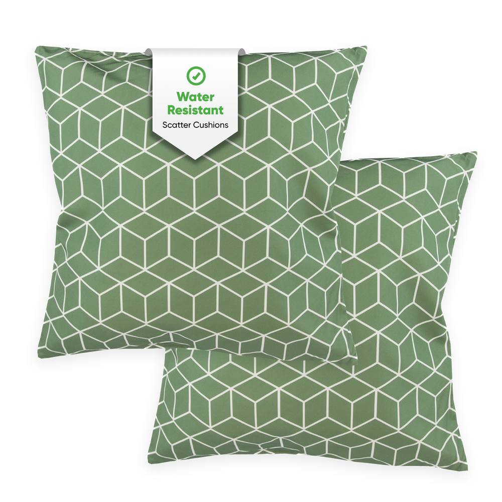 Gardenwize Pack of 2 Green Cube Scatter Cushions