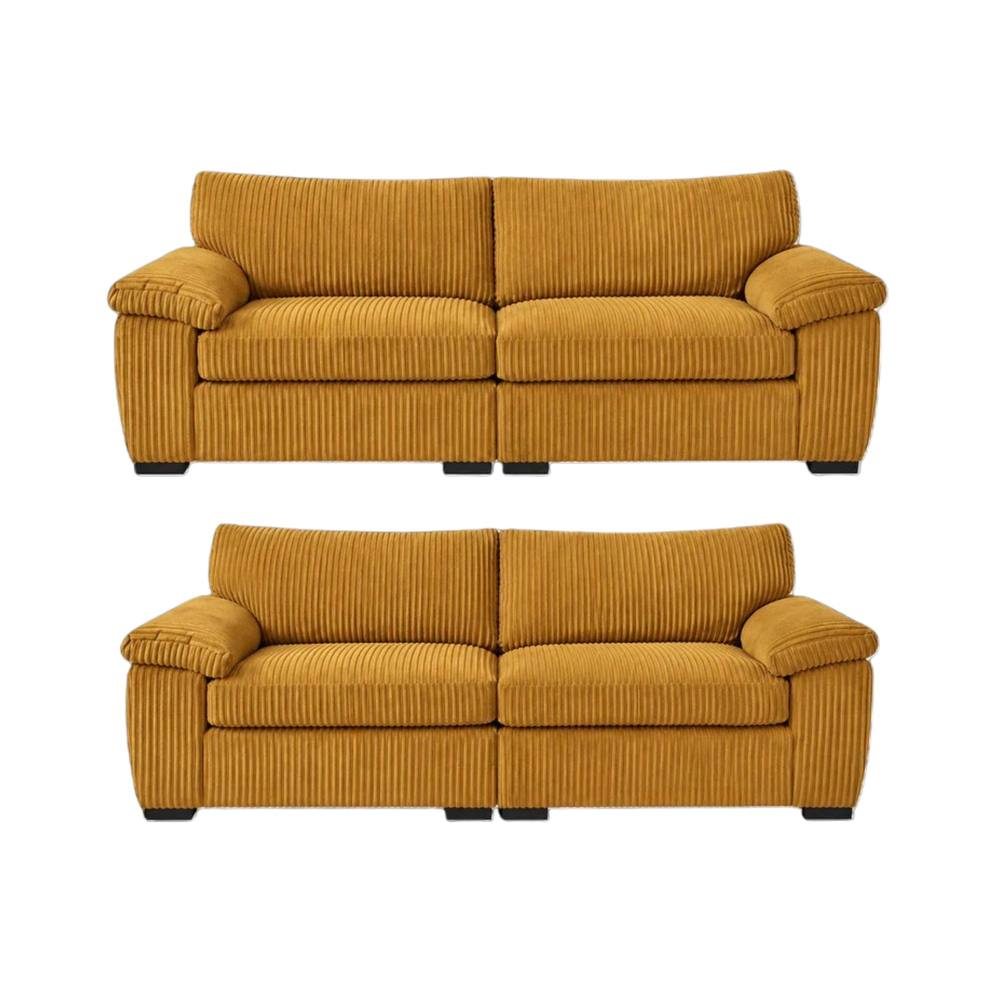 Bliss Furniture Amalfi 3+2 Seater Split Sofa Soft Fabric in Mustard