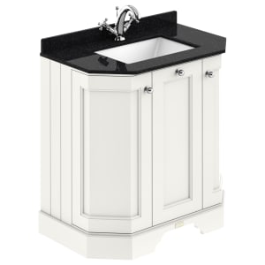 Bayswater Victrion Pointing White Angled Traditional Freestanding Vanity Unit & Black Marble Top Basin - 750mm