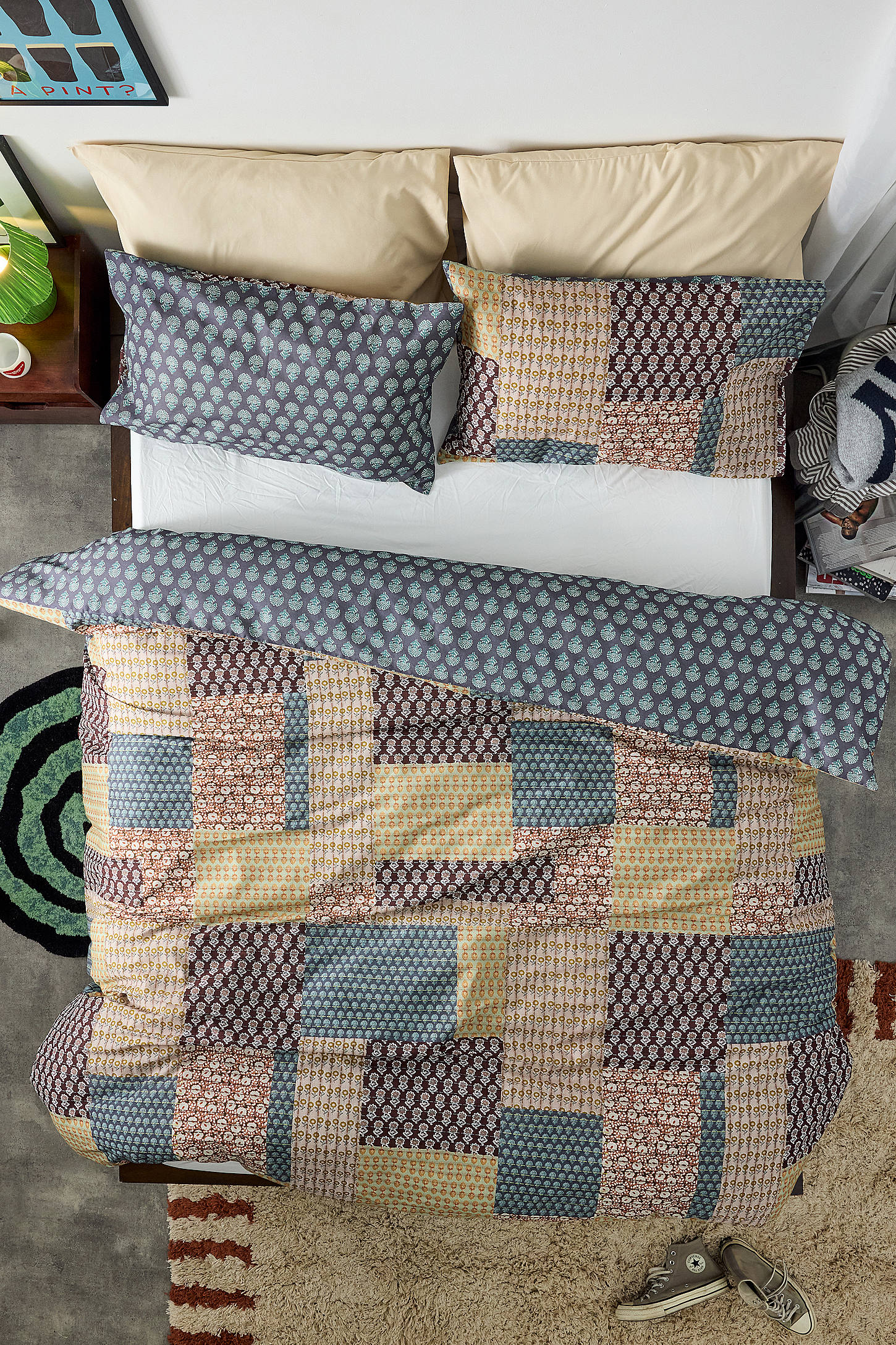 Block Print Patchwork Reversible Duvet Set