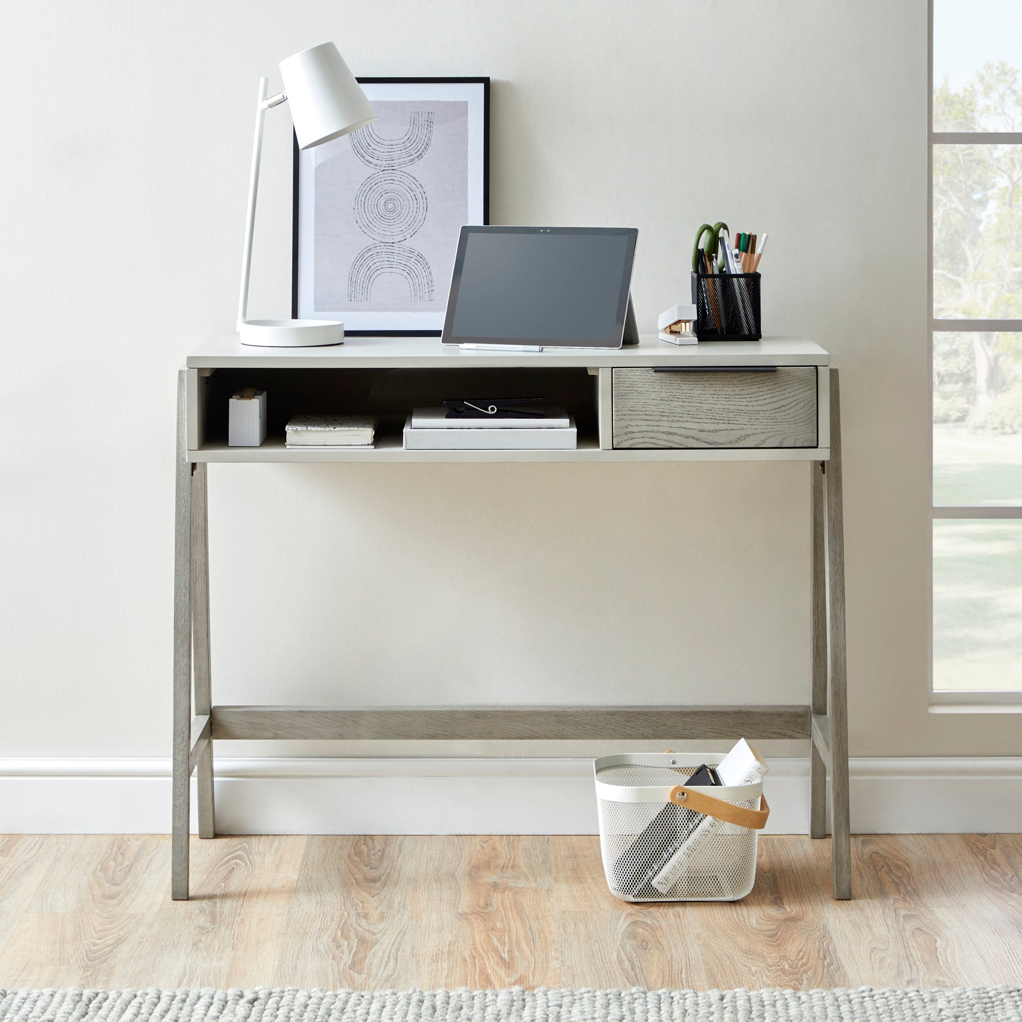 Rogan Concrete Effect Desk Grey