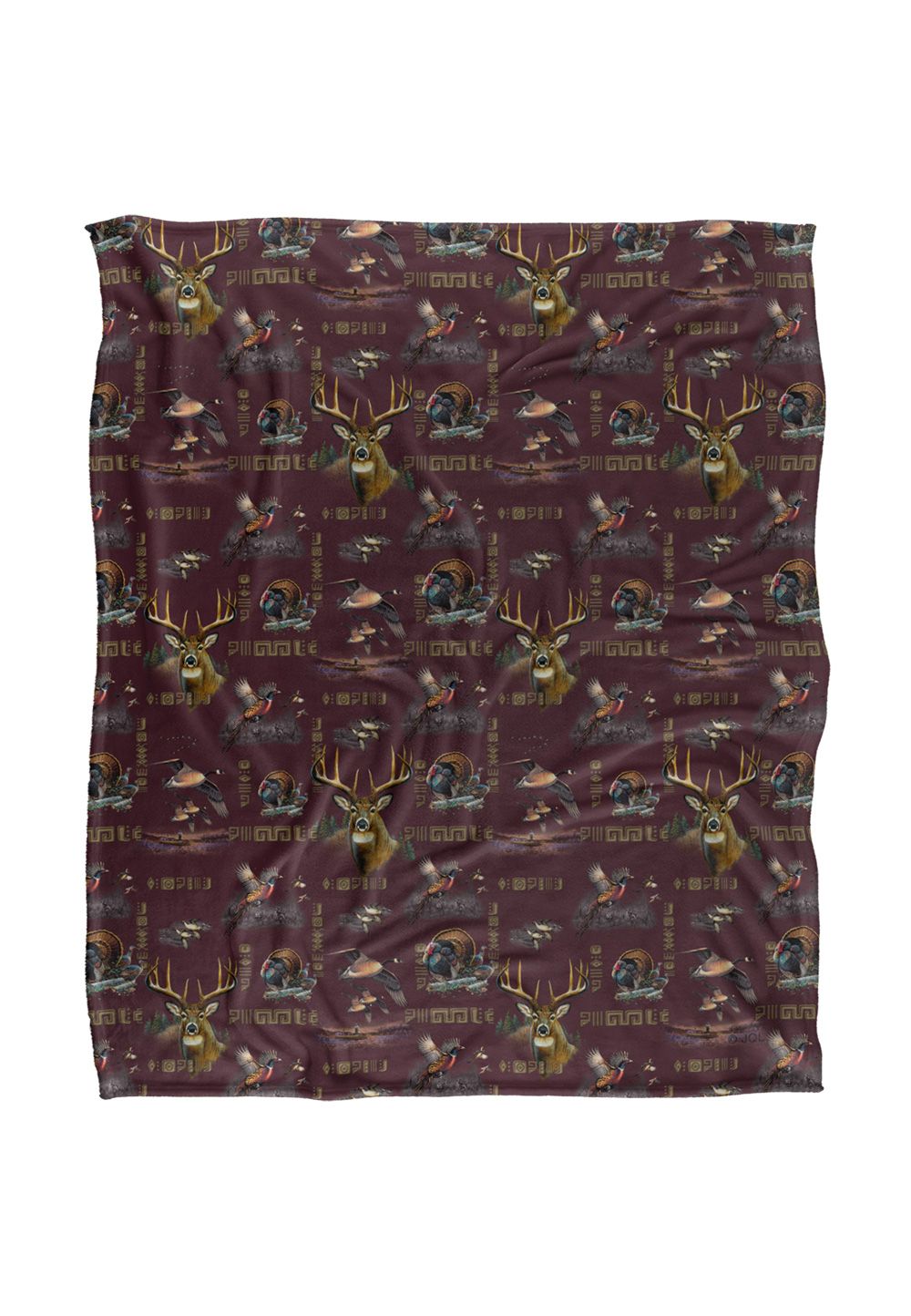 JQ Licensing Cf-Jp Big Game Deer, Ducks, Turkey, Pheasant Hunting Pattern Silky Touch Super Soft Throw Blanket 152 X 127 cm in White