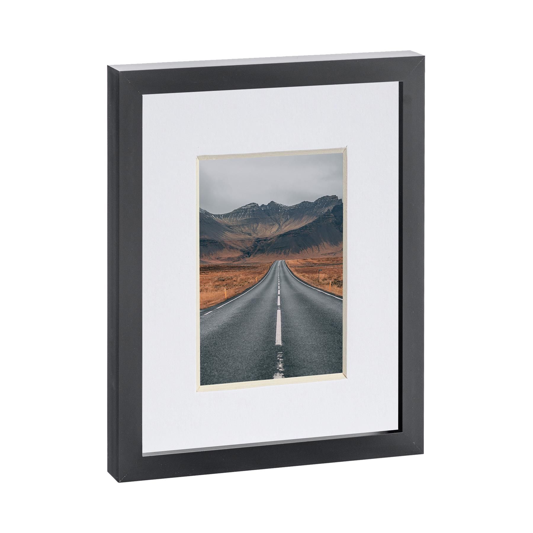 Nicola Spring Photo Frame with 4" x 6" Mount - 8" x 10" - Ivory Mount in Black