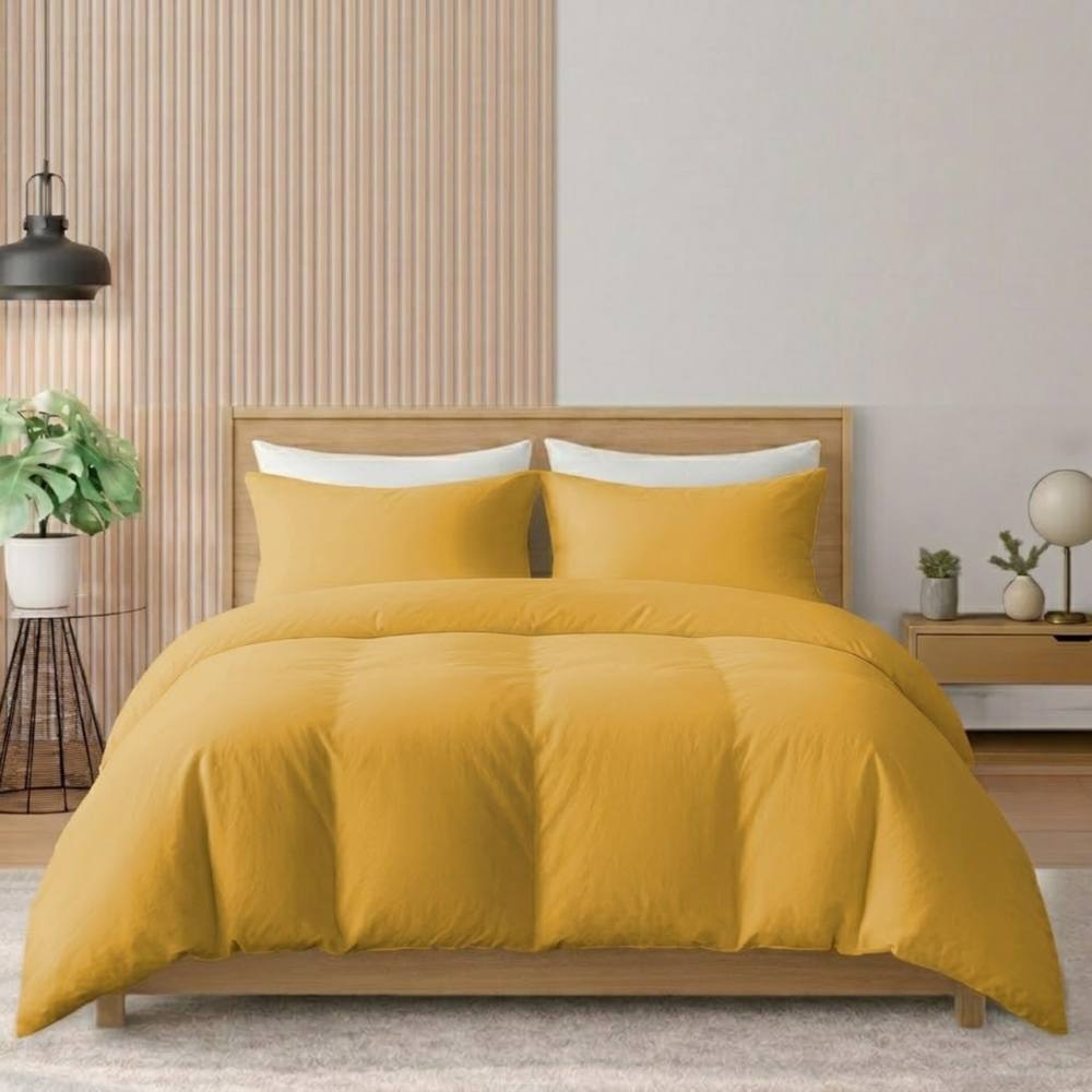 Pamposh 400TC Egyptian Cotton Duvet Cover Set Reversible Quilt Covers in Mustard