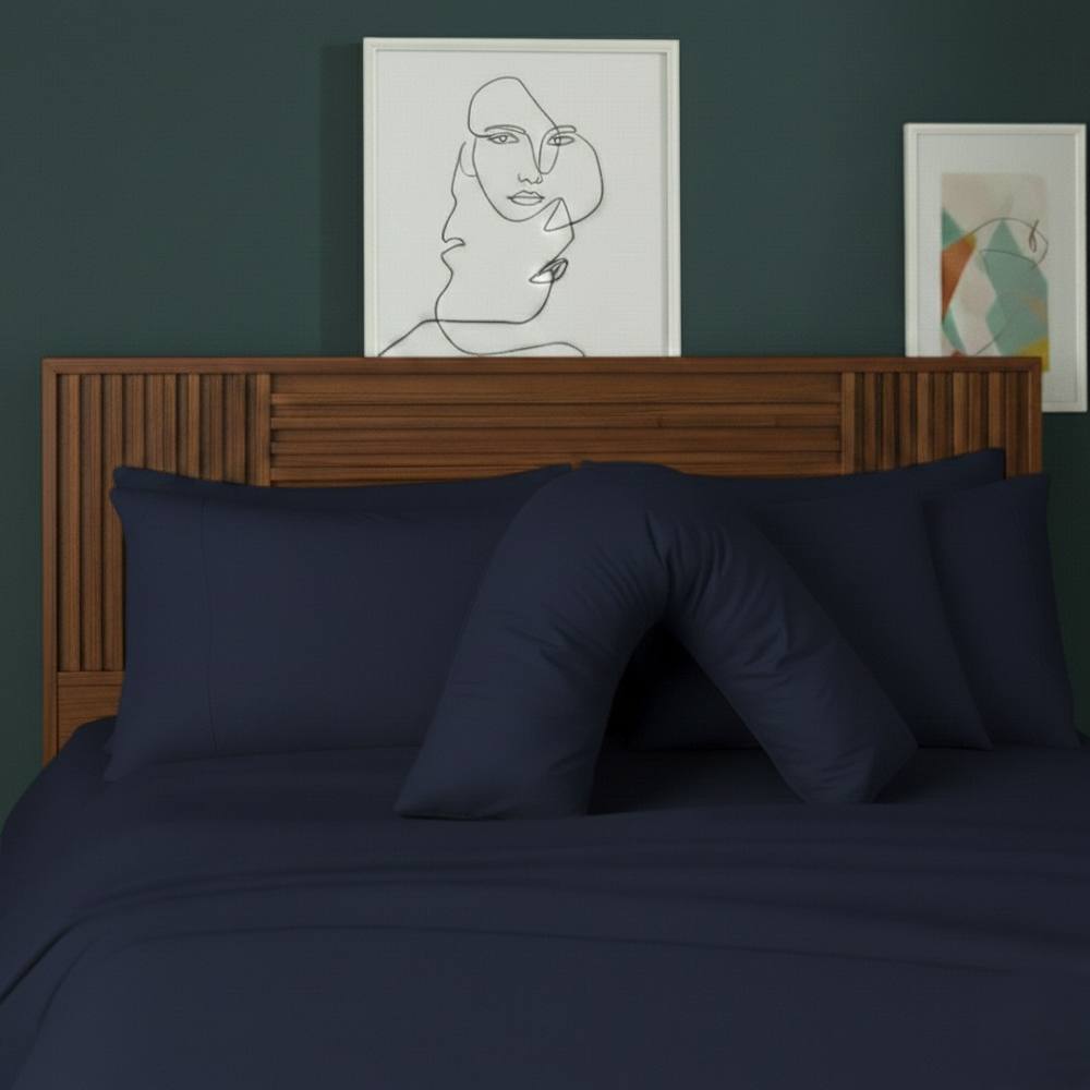 Snug City V Shape Pillowcase for Support Maternity Pillows Polycotton Easy Care in Navy