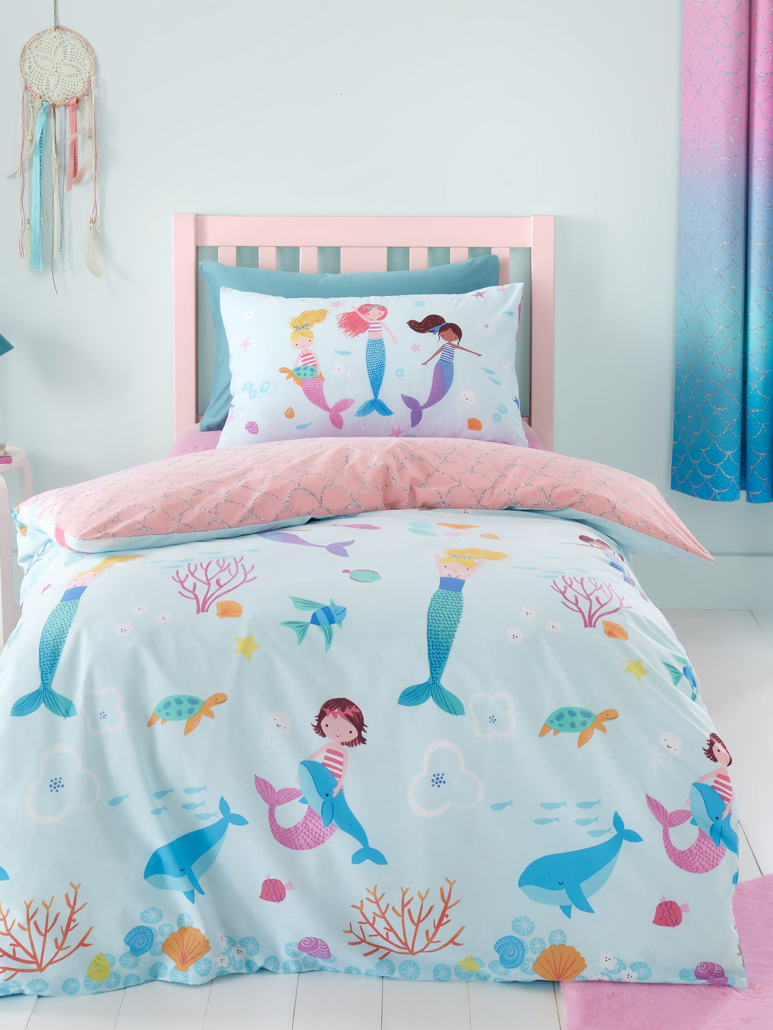Catherine Lansfield 'Mermaid' Duvet Cover Set in Blue