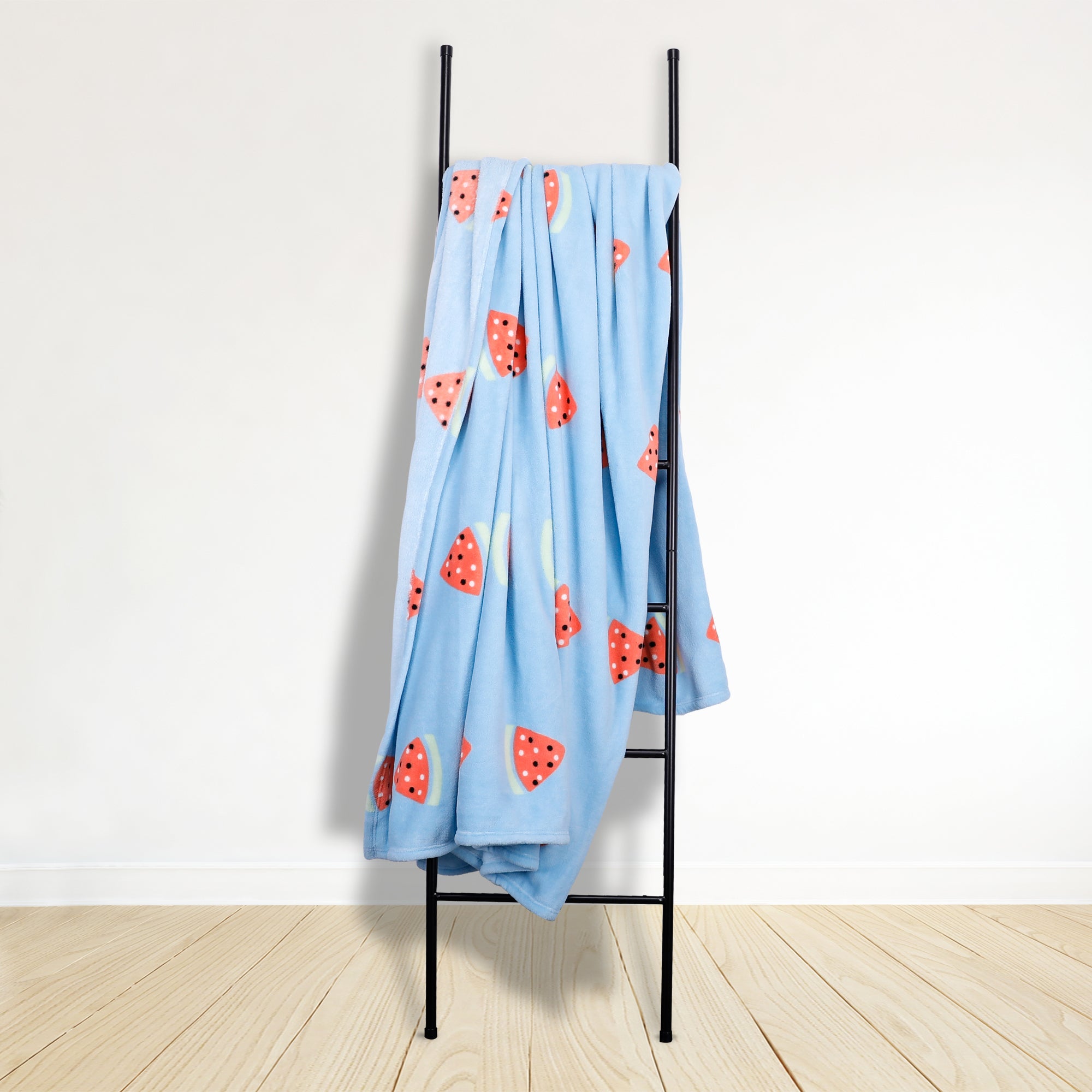 Watermelon Fleece 230cm x 255cm Blue Throw Blue, Red and White