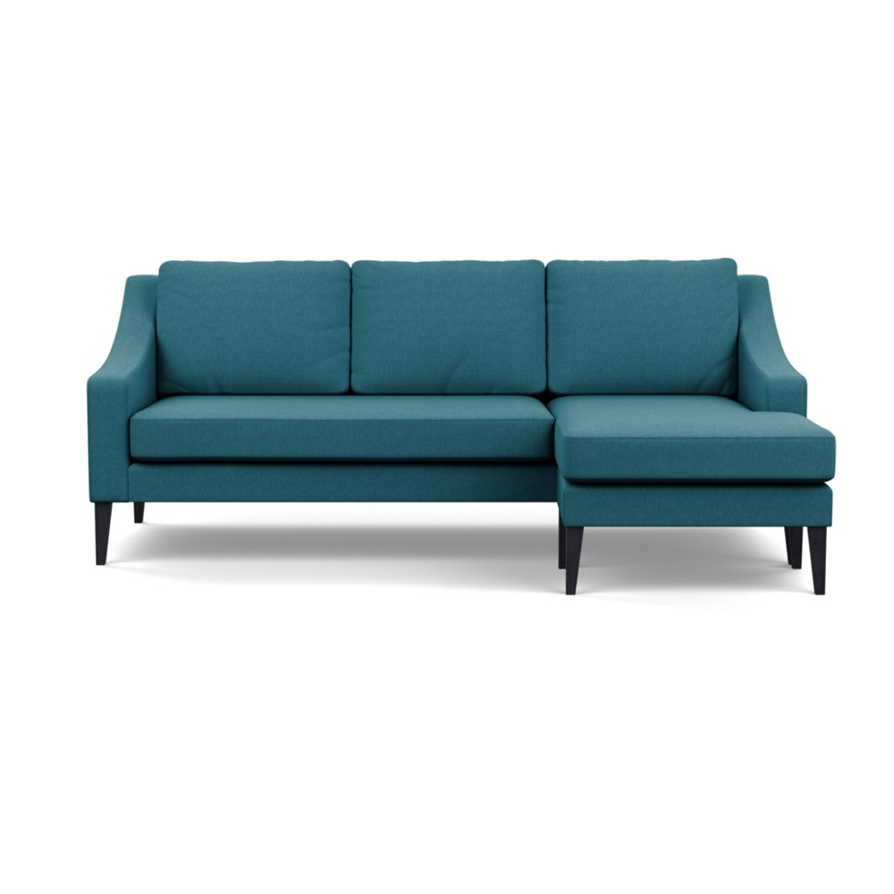 Heal's Richmond Corner Chaise Sofa Brushed Cotton Cadet Black Feet