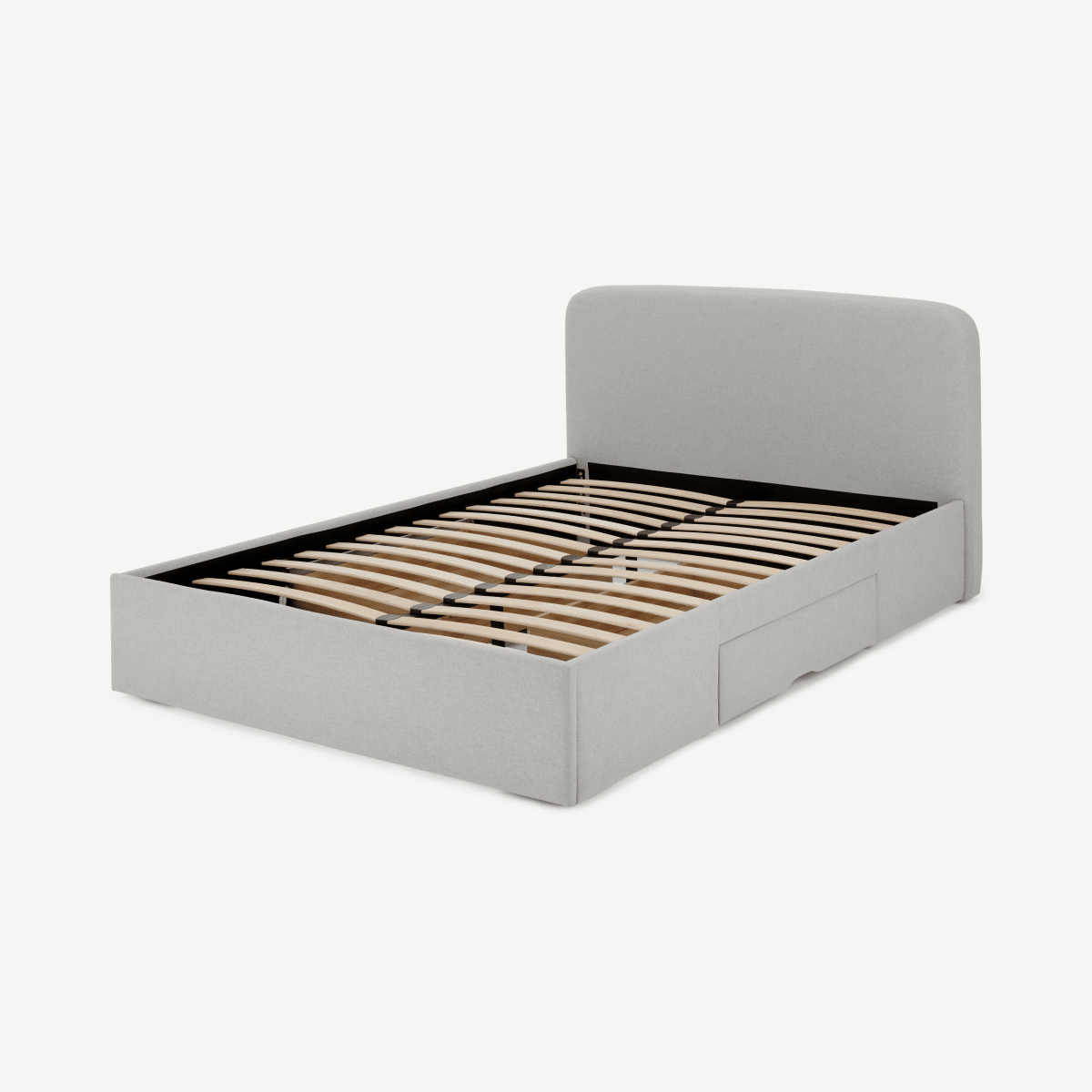 Besley King Size Bed with Storage Drawers, Hail Grey
