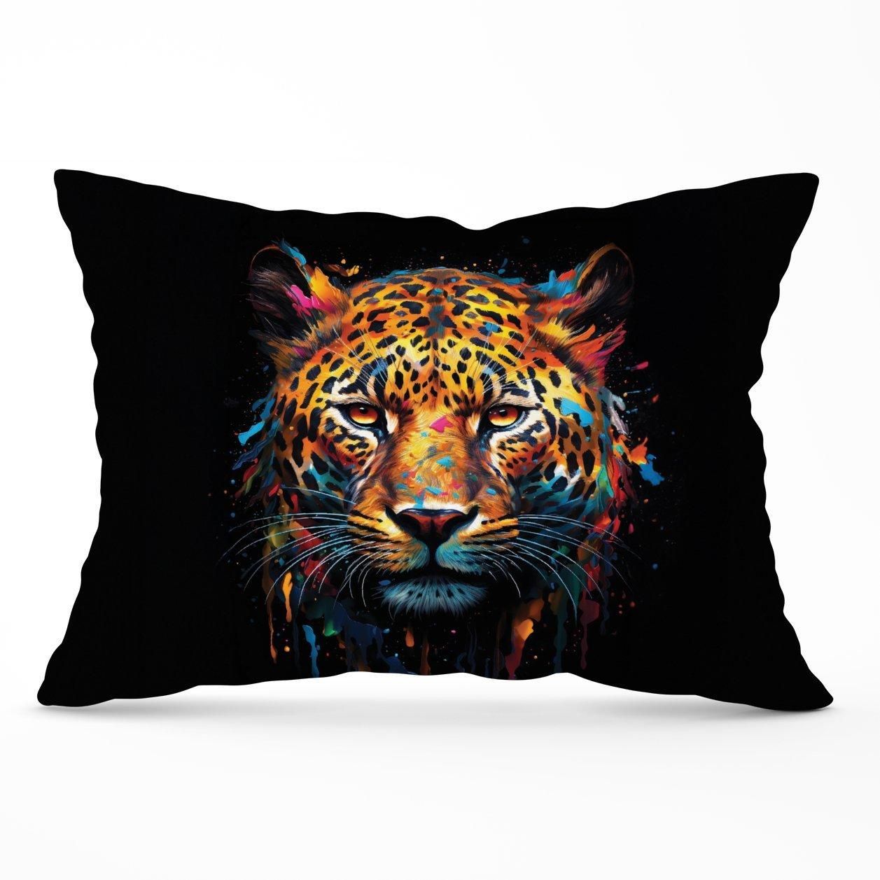 Warren Reed - Designer Splashart Leopard Face Cushions in Brown