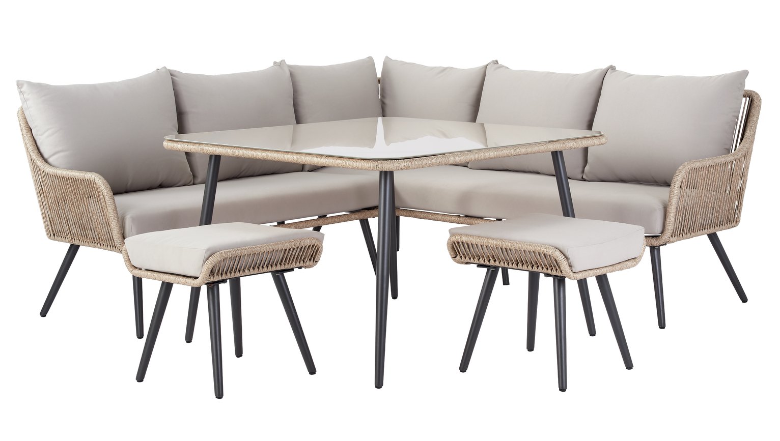 Habitat Malta 6 Seater Steel Corner Sofa Set