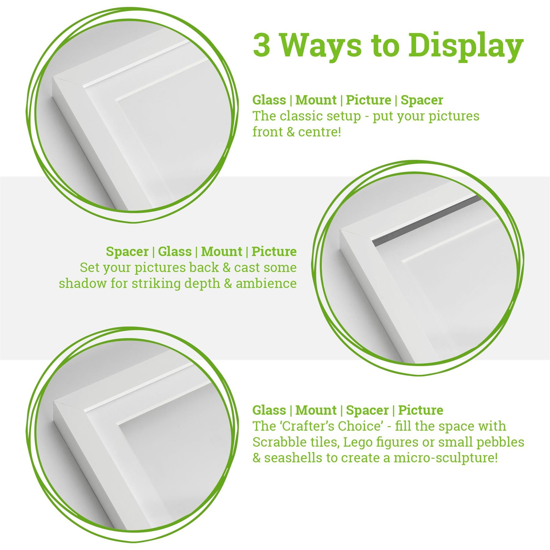 Nicola Spring 6" x 6" White 3D Box Photo Frame - 4" x 4" Mount in Ivory 3