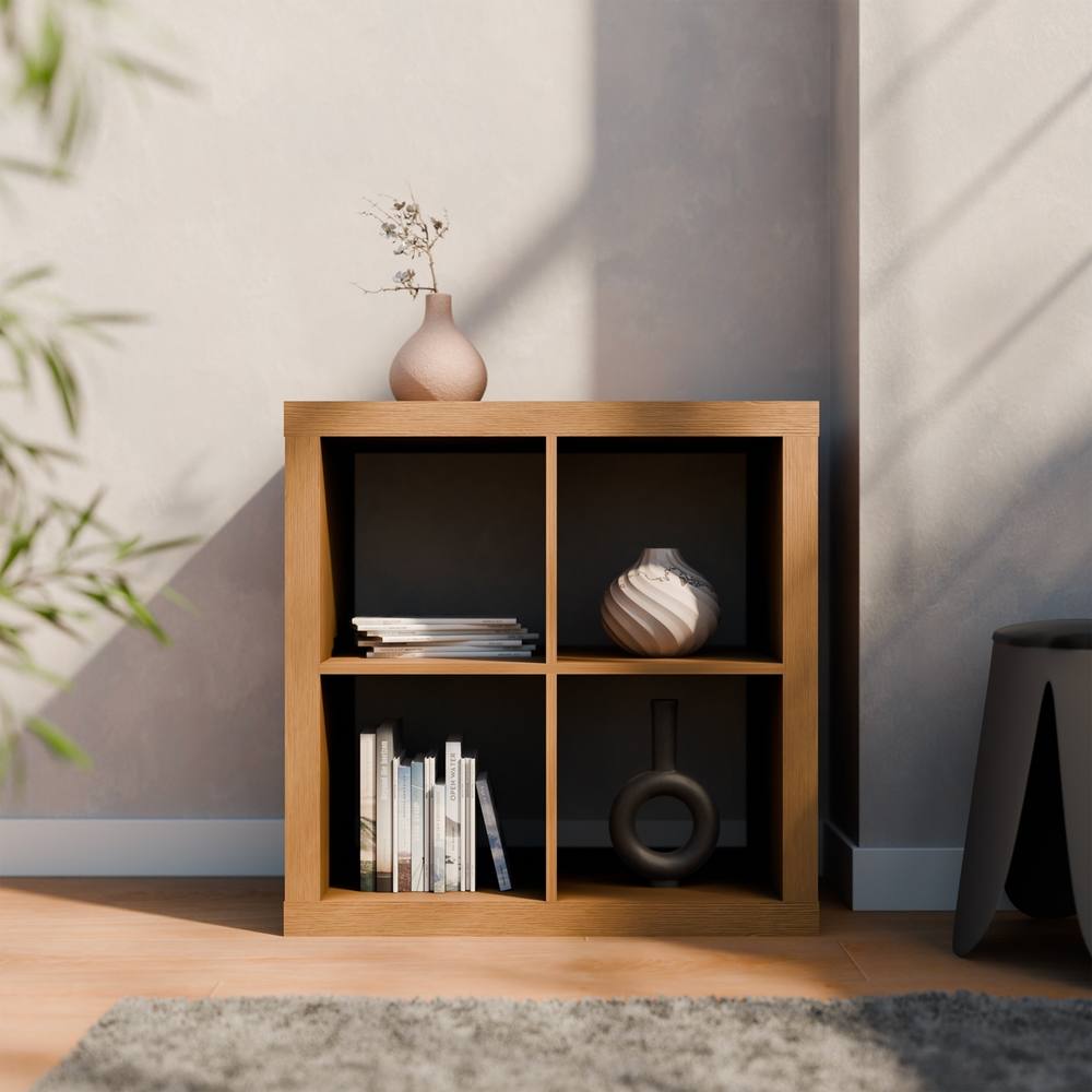 sweeek 2-level Cubic Bookshelf With 4 Compartments in Brown