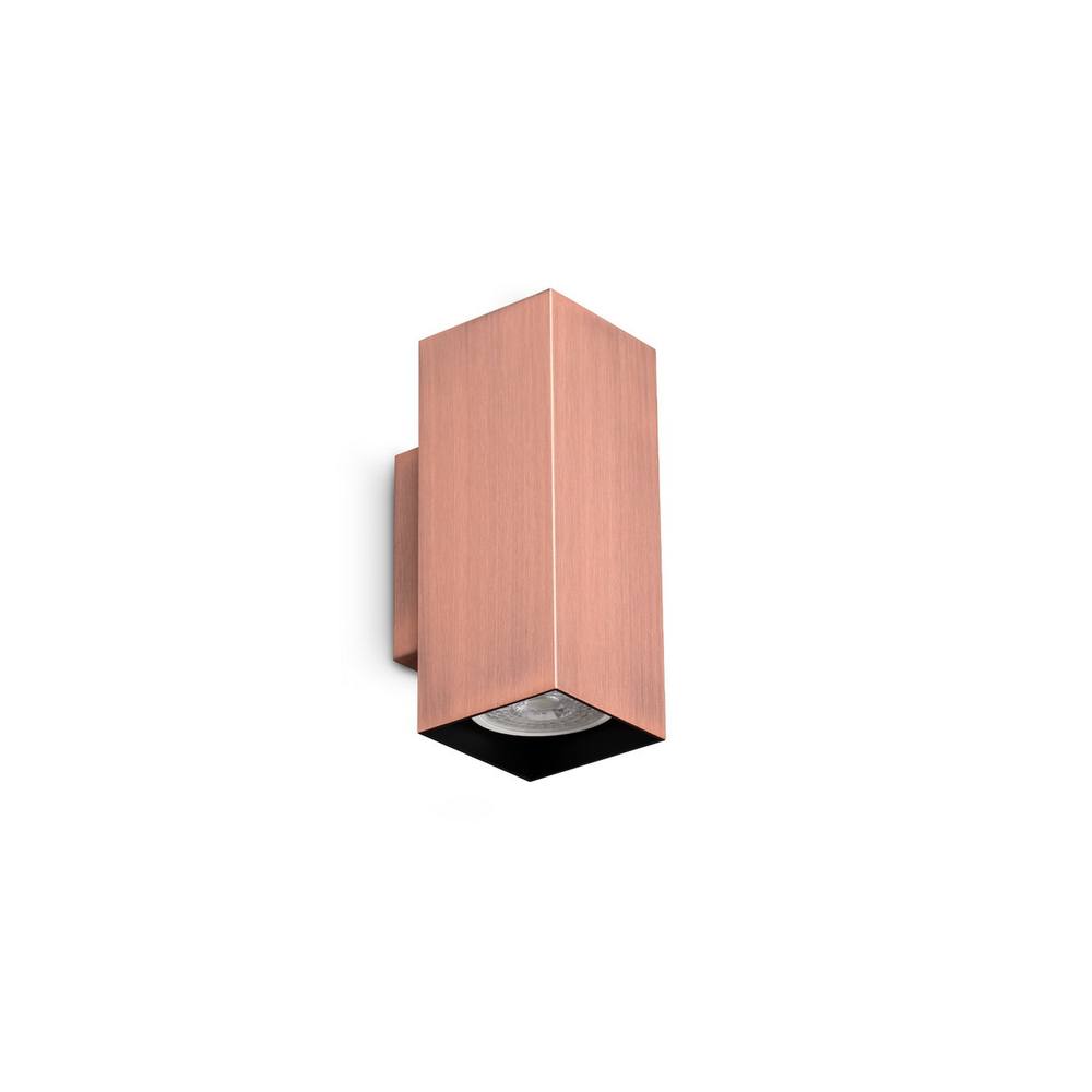 Netlighting Look 15cm Square Up & Down Wall Lamp Copper 2x GU10