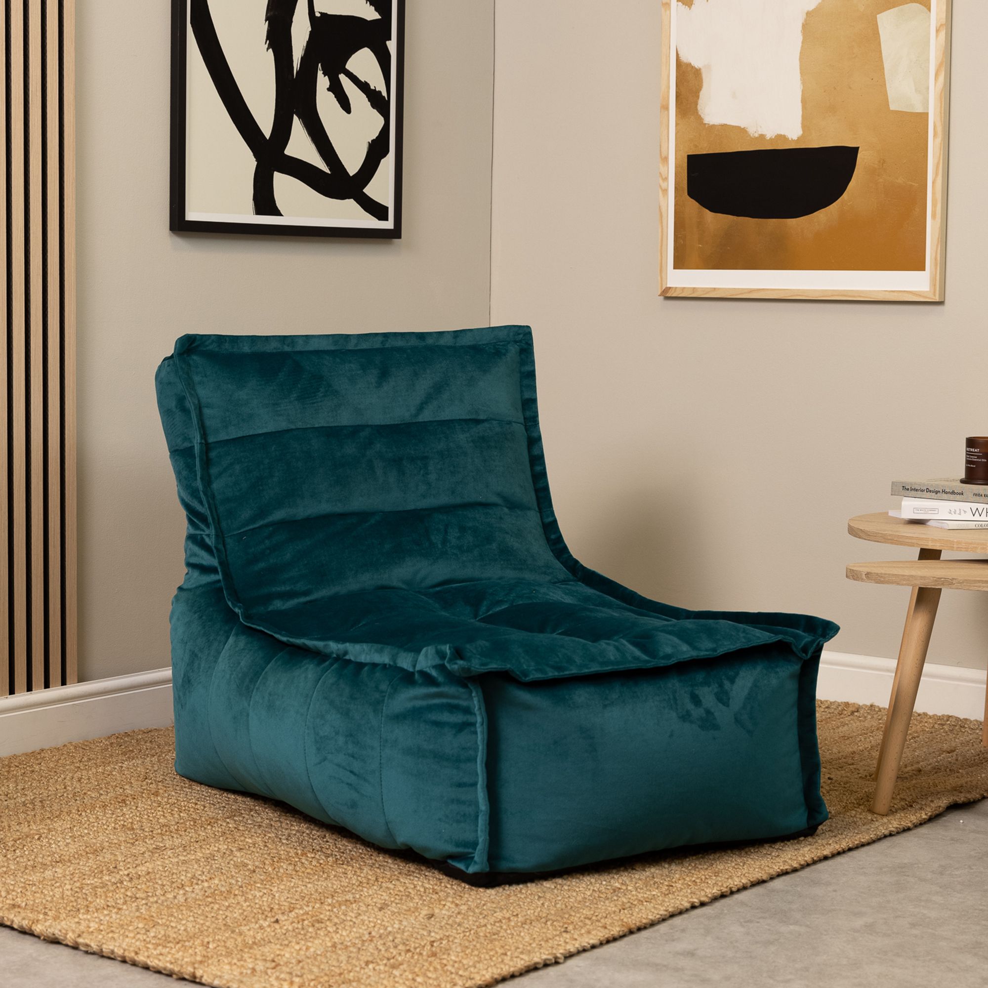 icon Dolce Lounger Bean Bag Ochre Yellow Velvet Bean Bag Chair in Teal