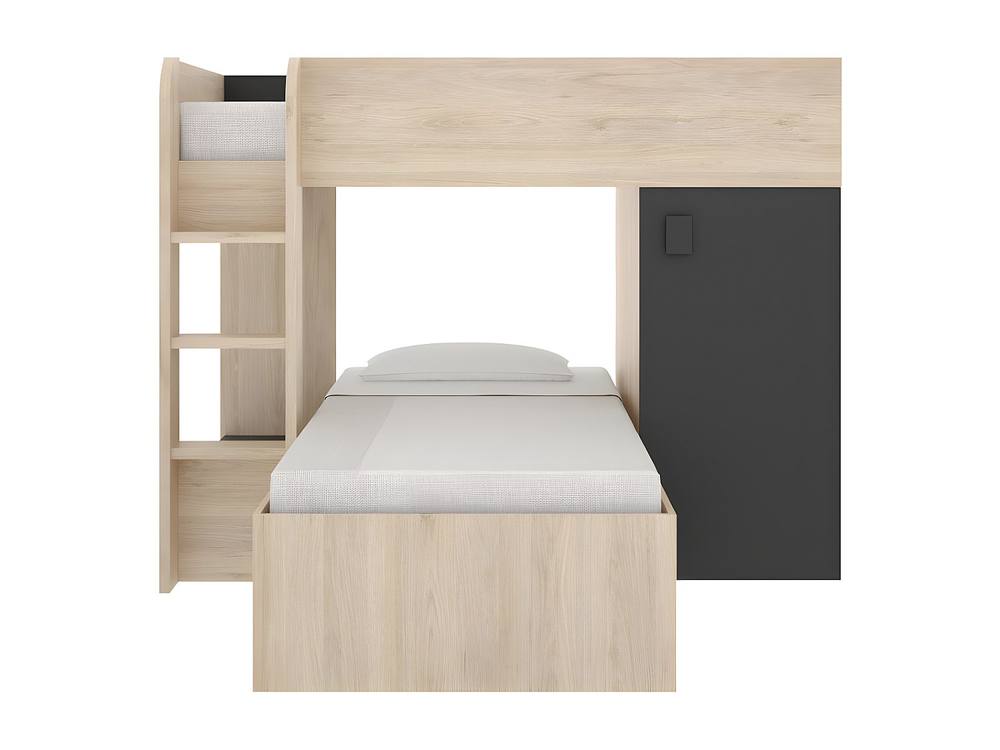 Vente-unique Reversible Corner Bunk Beds With Storage - 2 X 90 X 190 Cm - Oak and in Grey