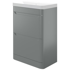 Wickes Malmo Dust Grey Freestanding J Pull Compact Vanity Unit & Basin - 600 x 350mm