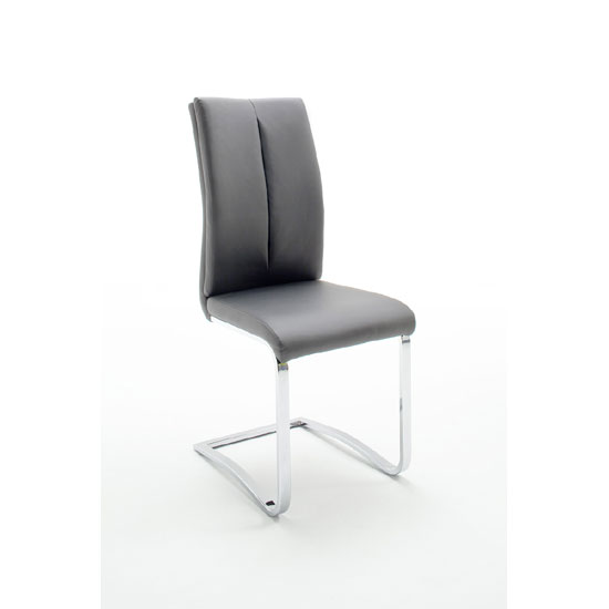 Tavis Metal Swinging Grey Faux Leather Dining Chair