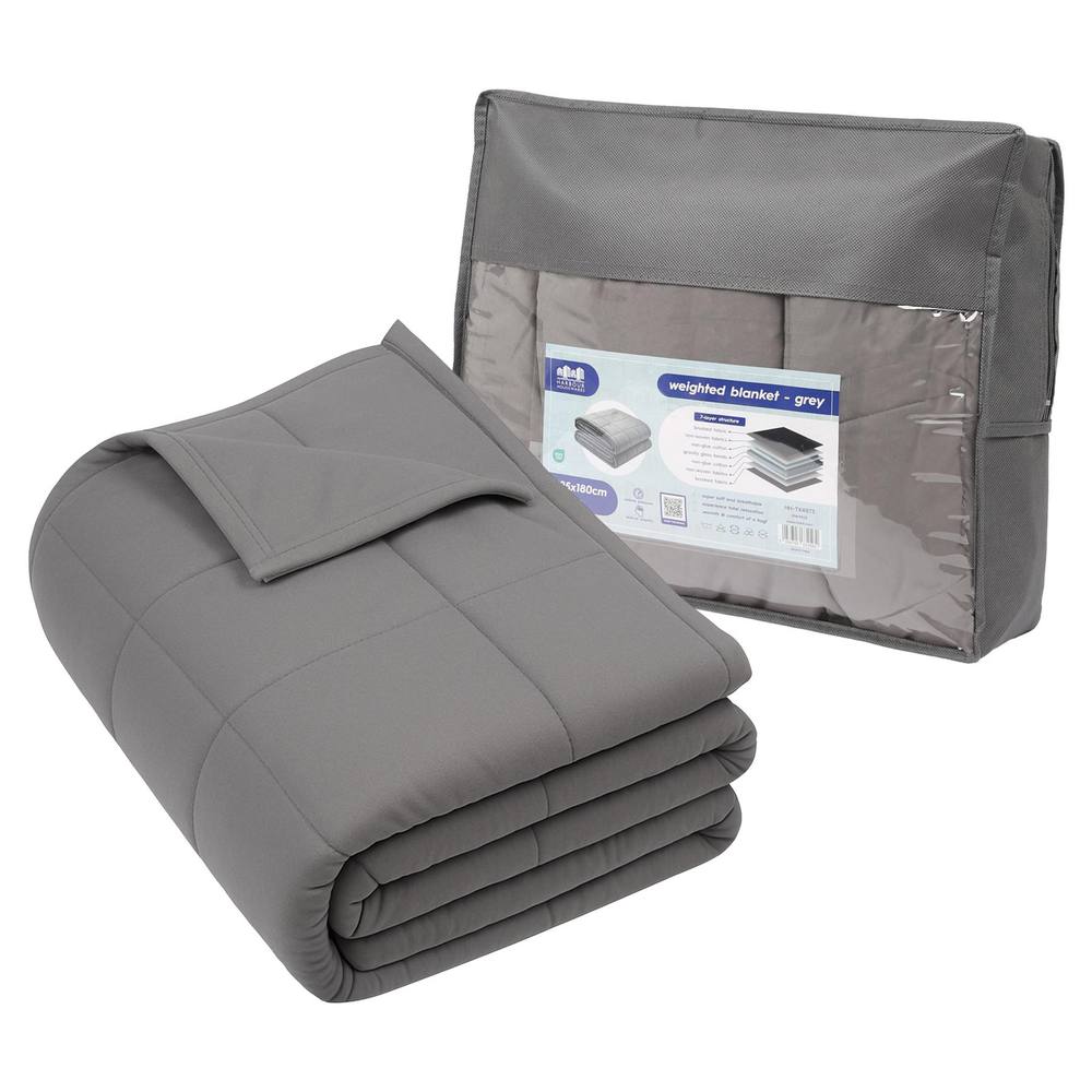 Harbour Housewares Weighted Blanket with Storage Bag - 125 x 180cm - 6kg in Grey