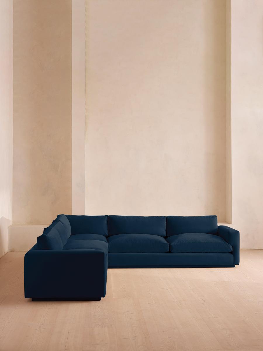 Mossley Corner Sofa, Velvet, Royal Blue