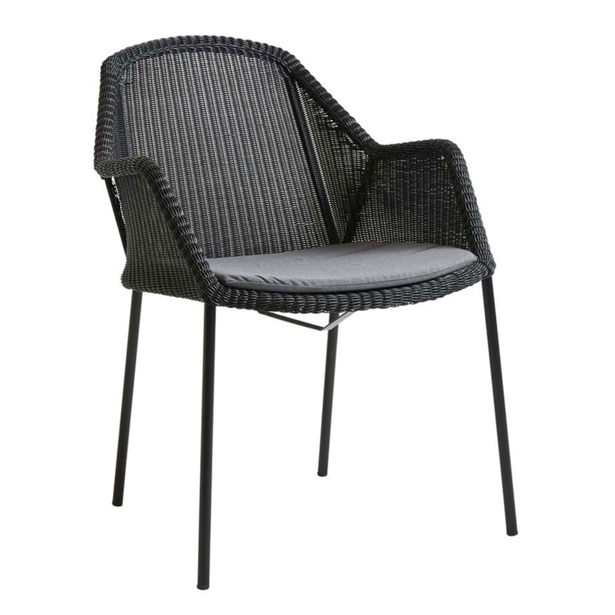 Cane-line Breeze Outdoor Set of 2 Stackable Chairs with Seat Cushion
