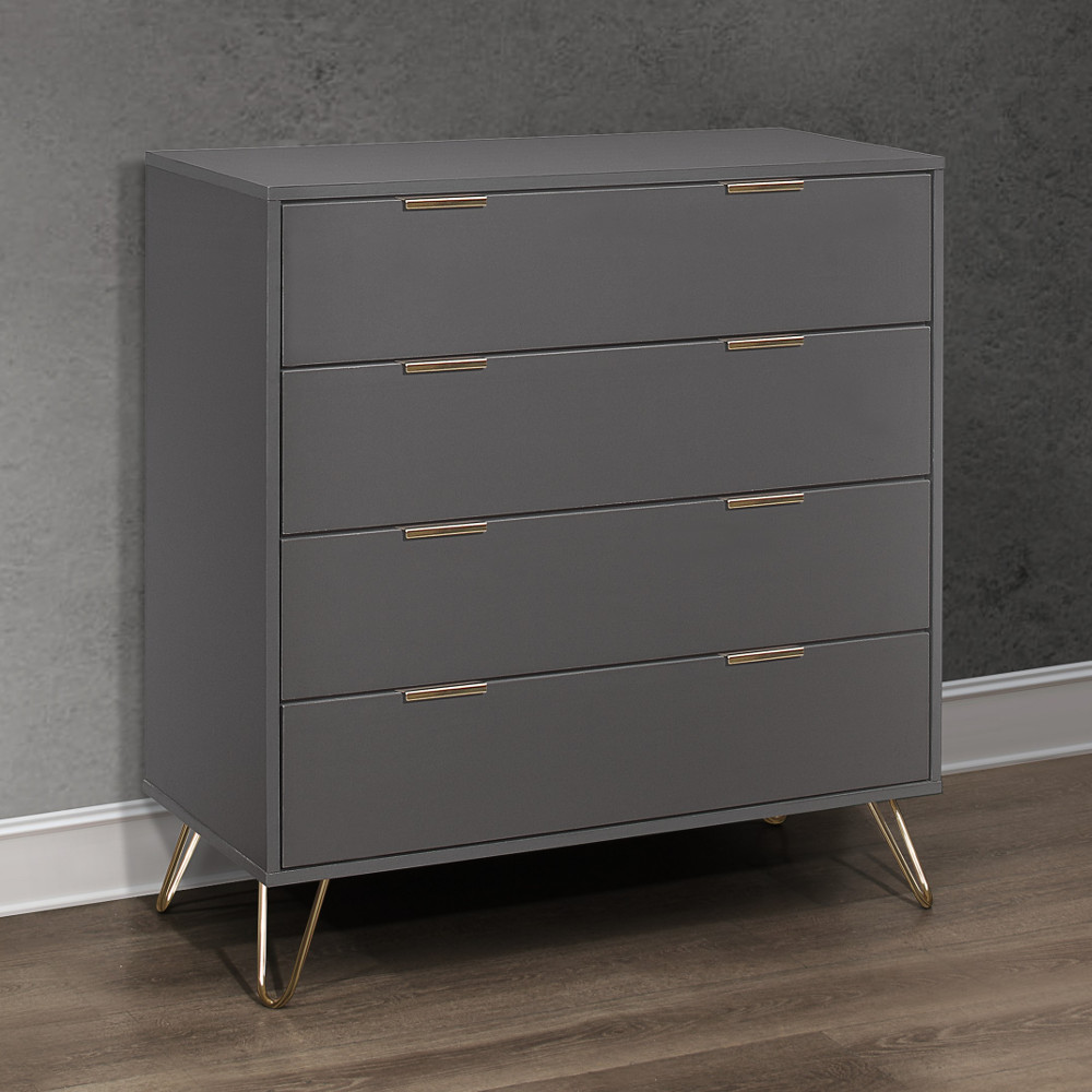 Arlo Charcoal Wooden 4 Drawer Chest