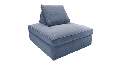 Harry Large Pouffe with bolster cushion in Textured Blue - sofa.com