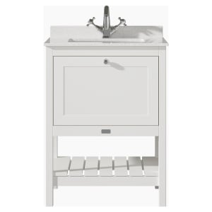 Bayswater Hartleigh Pointing White Traditional Freestanding Vanity Unit & 1 Tap Hole White Marble Top Basin - 600mm