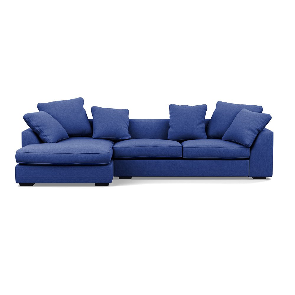 Heal's Cumulus Left Hand Facing Corner Sofa Brushed Cotton Cobalt Black Feet