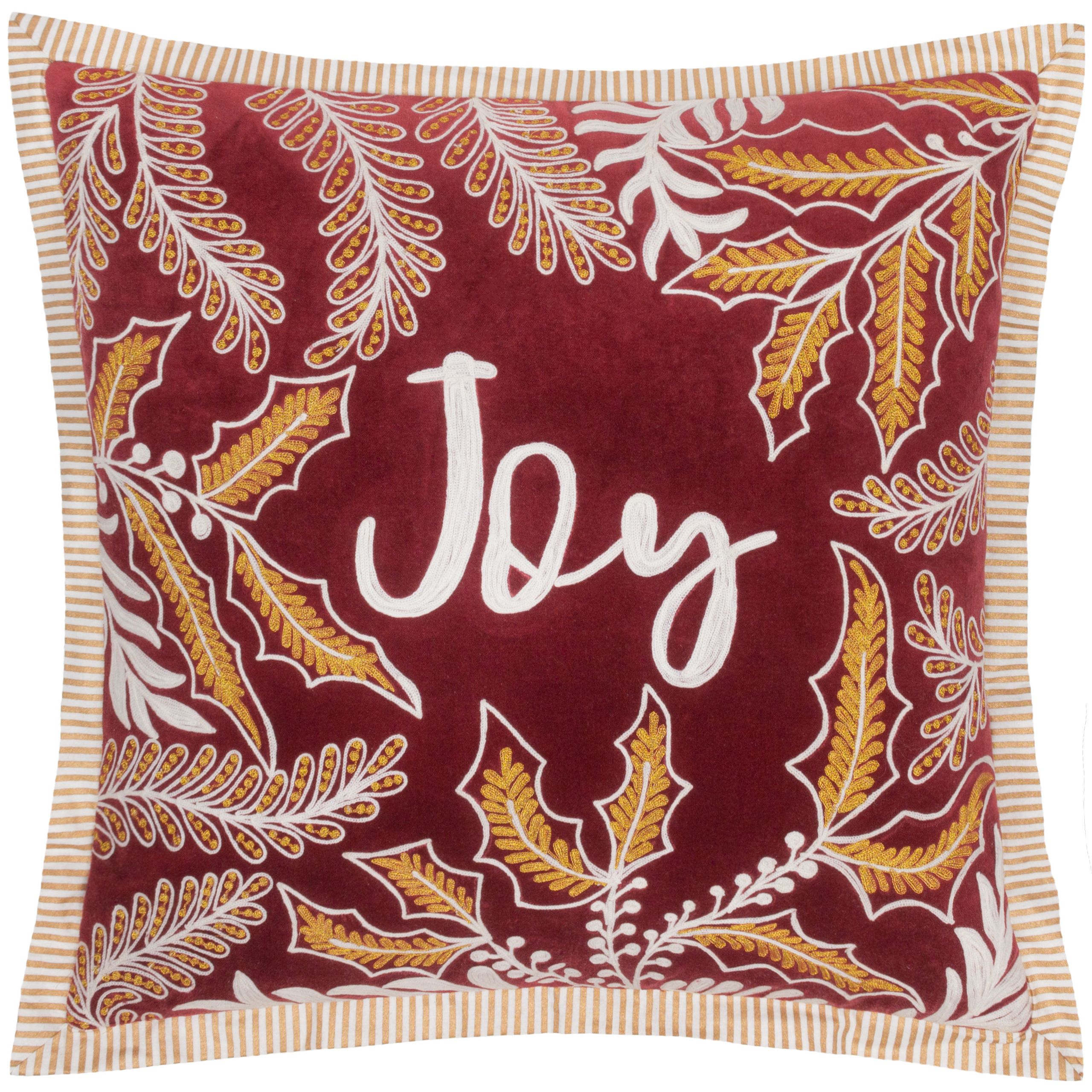 Paoletti Winter Joy Embroidered Polyester Filled Cushion in Red