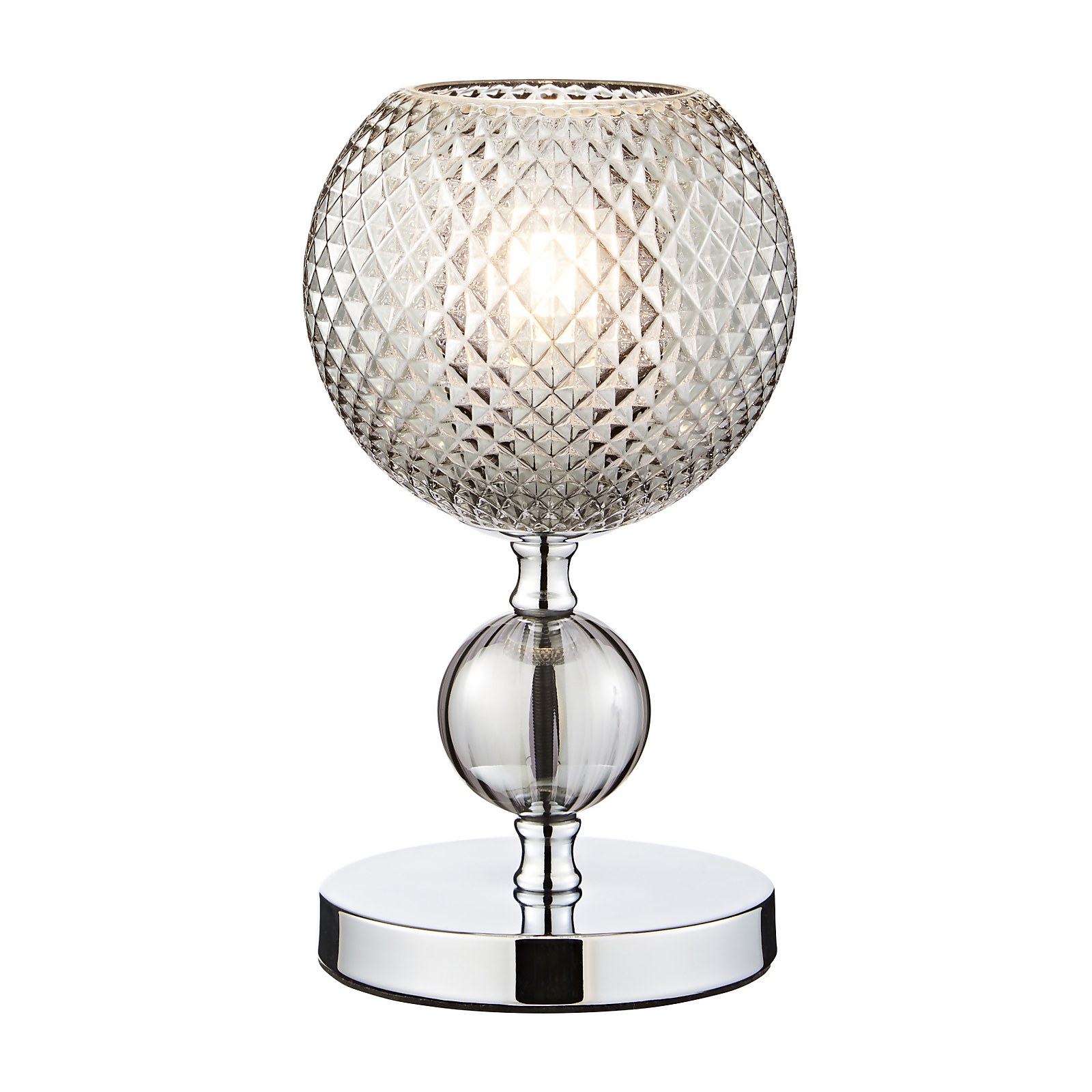 Safi Glass Table Lamp - Chrome Smoke