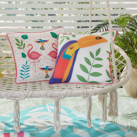 Tropical Flamingo Outdoor Cotton Filled Cushion