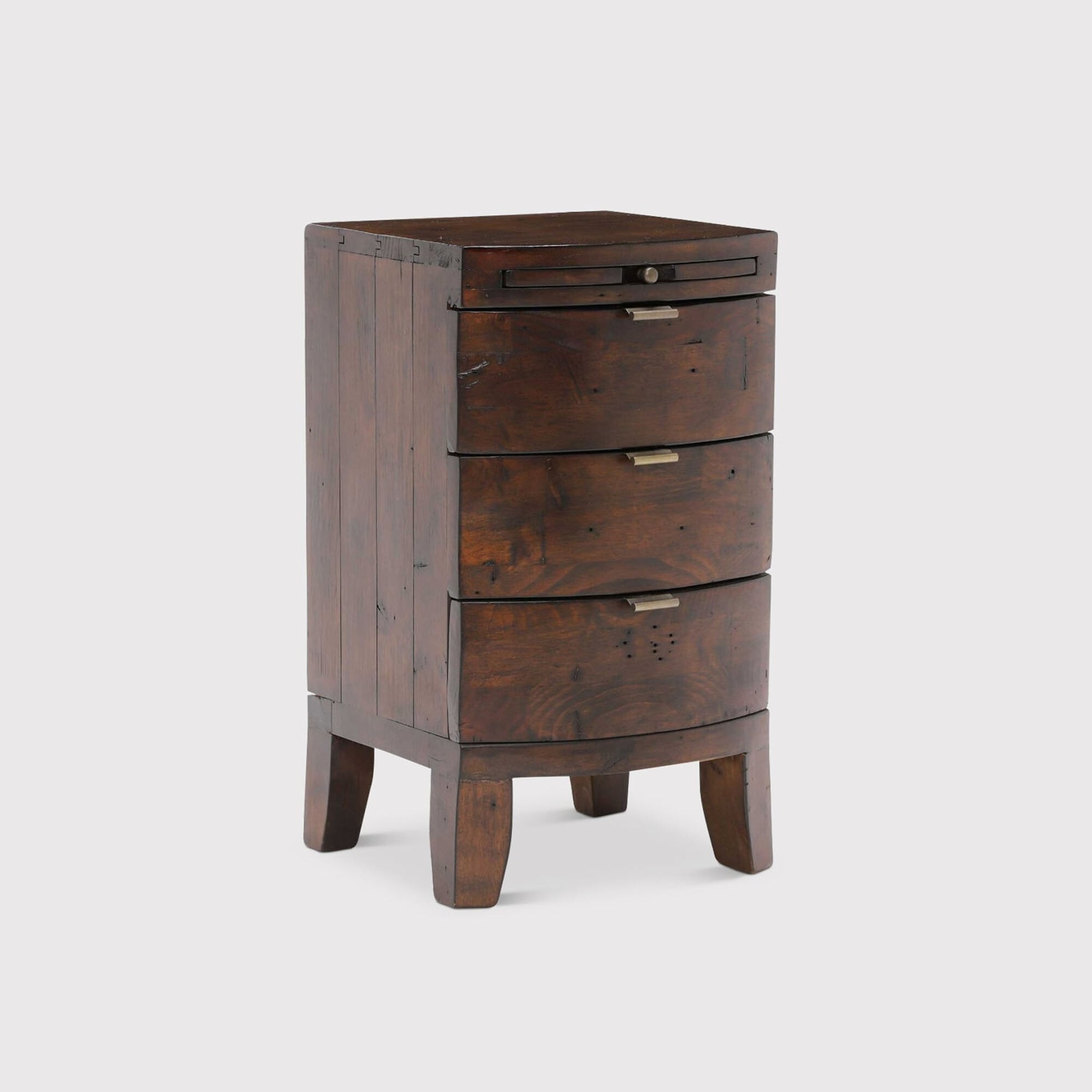 Navajos 3 Drawer Bow Front Bedside Table, Wood | Barker & Stonehouse