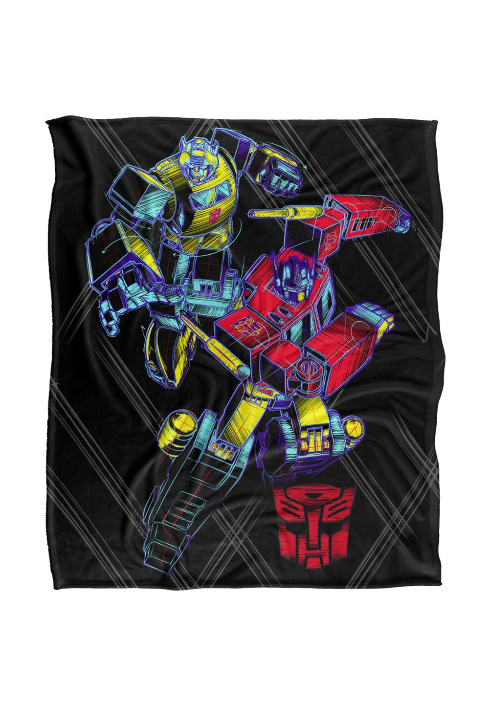 Transformers Sketchy Optimus & Bumblebee Silky Touch Super Soft Throw Blanket 152 X 127 cm in White