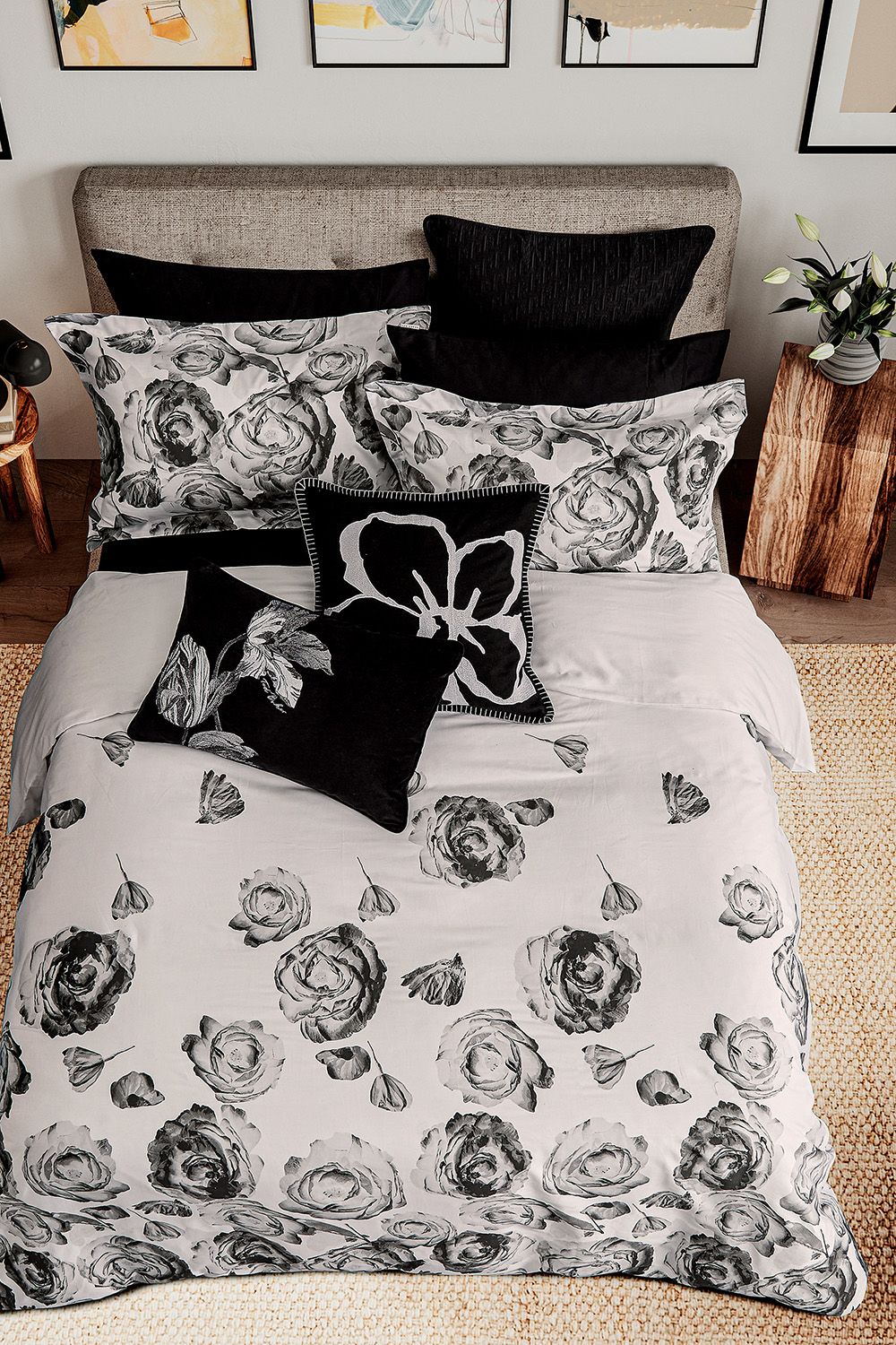 Ted Baker 'Mono Floral' Cotton Percale Duvet Cover Set in White 3